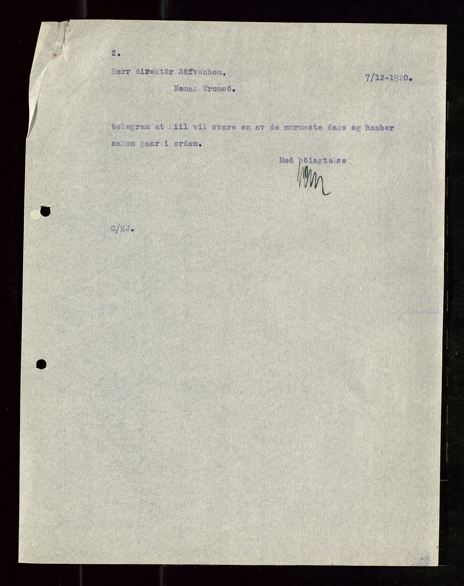 Pa 1521 - A/S Norske Shell, AV/SAST-A-101915/E/Ea/Eaa/L0010: Sjefskorrespondanse, 1920, p. 100