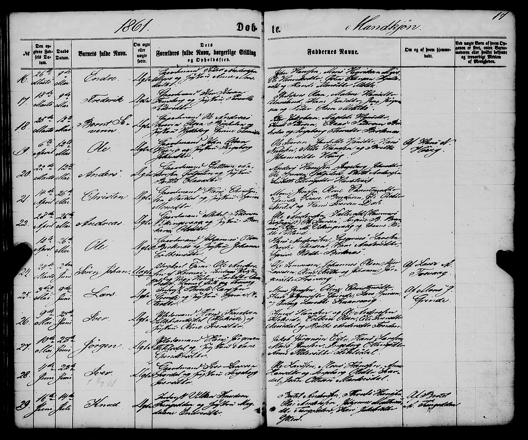 Gulen sokneprestembete, SAB/A-80201/H/Haa/Haaa/L0022: Parish register (official) no. A 22, 1859-1869, p. 17