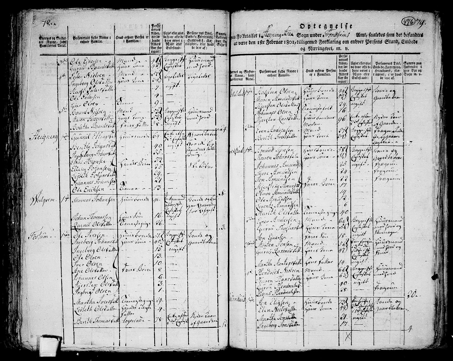 RA, 1801 census for 1731P Sparbu, 1801, p. 475b-476a