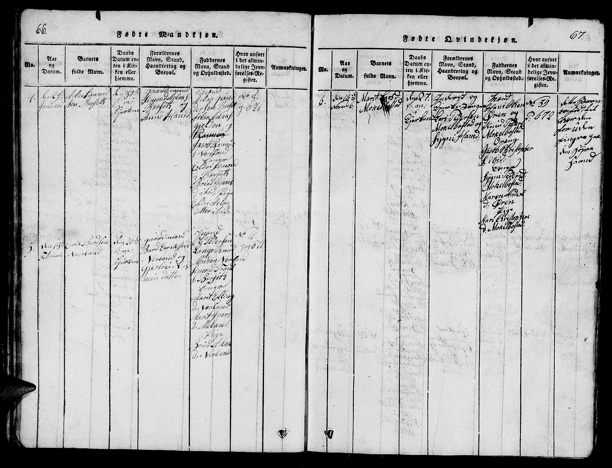 Ministerialprotokoller, klokkerbøker og fødselsregistre - Møre og Romsdal, AV/SAT-A-1454/554/L0644: Parish register (copy) no. 554C01, 1818-1851, p. 66-67