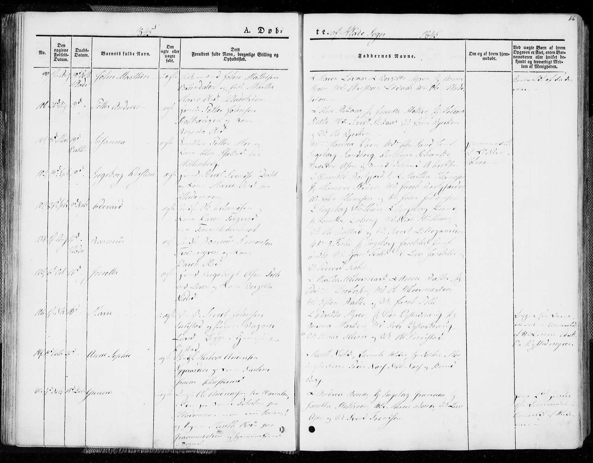 Ministerialprotokoller, klokkerbøker og fødselsregistre - Sør-Trøndelag, AV/SAT-A-1456/606/L0290: Parish register (official) no. 606A05, 1841-1847, p. 66