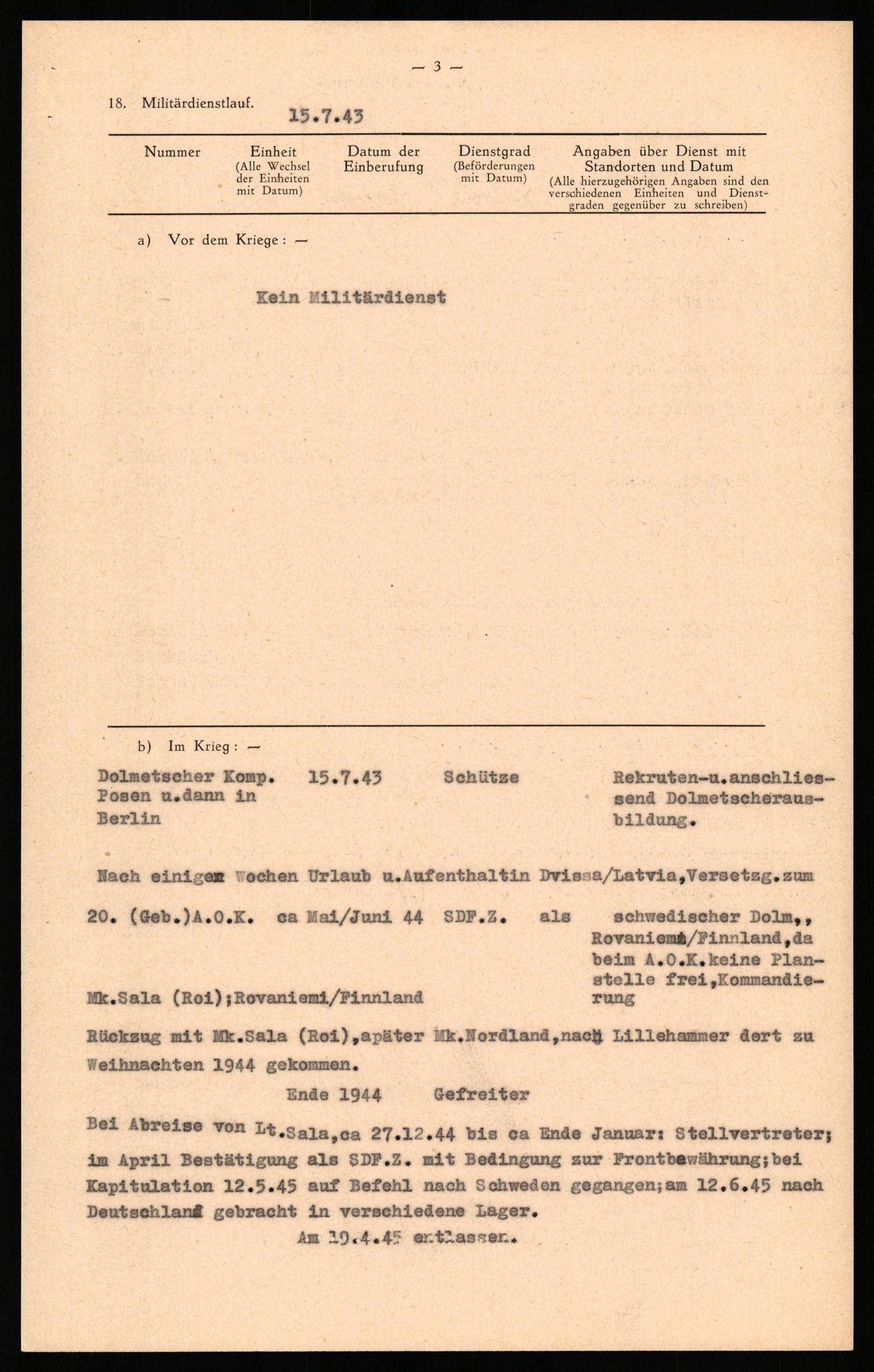 Forsvaret, Forsvarets overkommando II, RA/RAFA-3915/D/Db/L0032: CI Questionaires. Tyske okkupasjonsstyrker i Norge. Tyskere., 1945-1946, p. 207