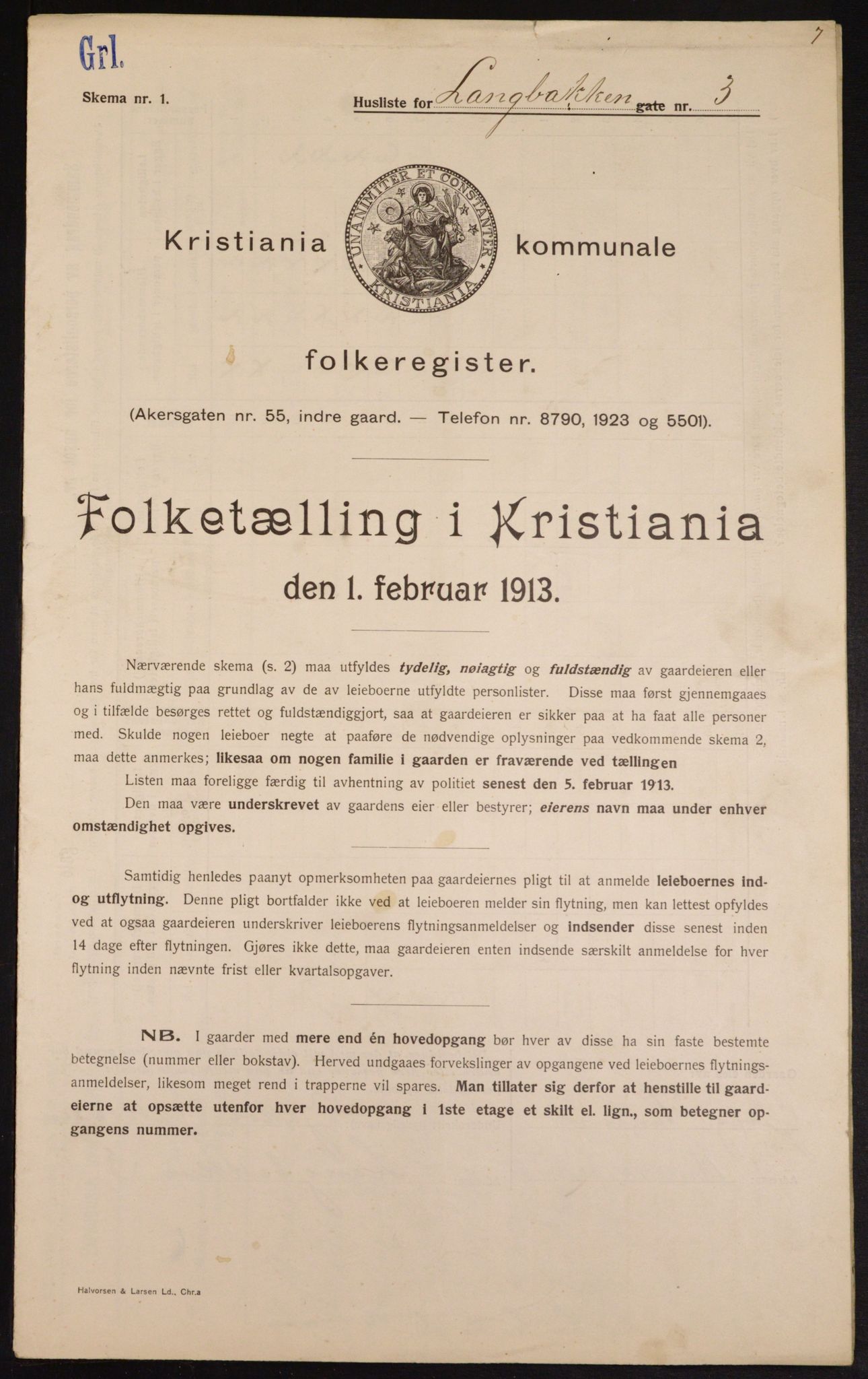 OBA, Municipal Census 1913 for Kristiania, 1913, p. 56023