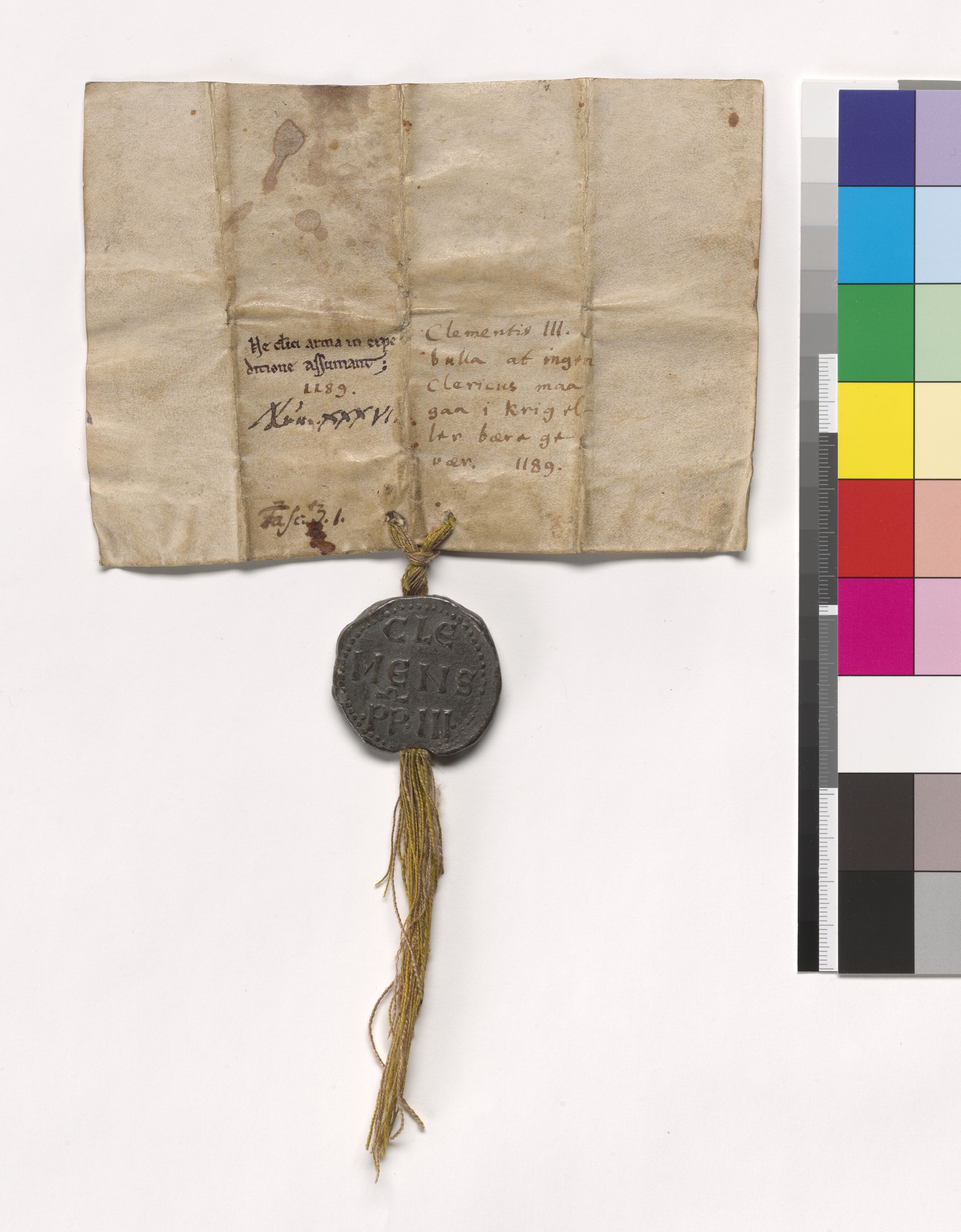 Riksarkivets diplomsamling, AV/RA-EA-5965/F05/L0010: NRA AM fasc. 3 nr. 1, 1189, p. 2