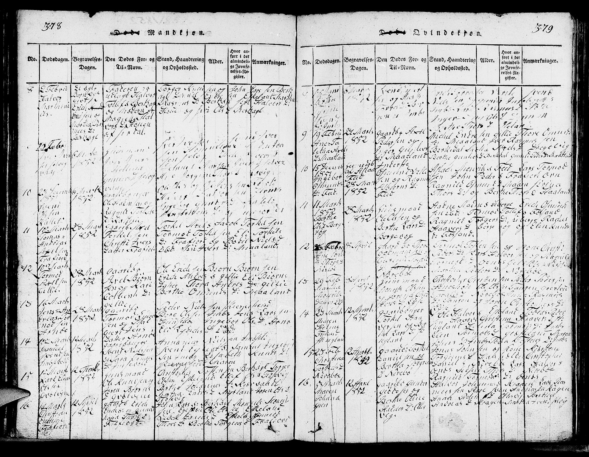 Strand sokneprestkontor, AV/SAST-A-101828/H/Ha/Hab/L0002: Parish register (copy) no. B 2, 1816-1854, p. 378-379