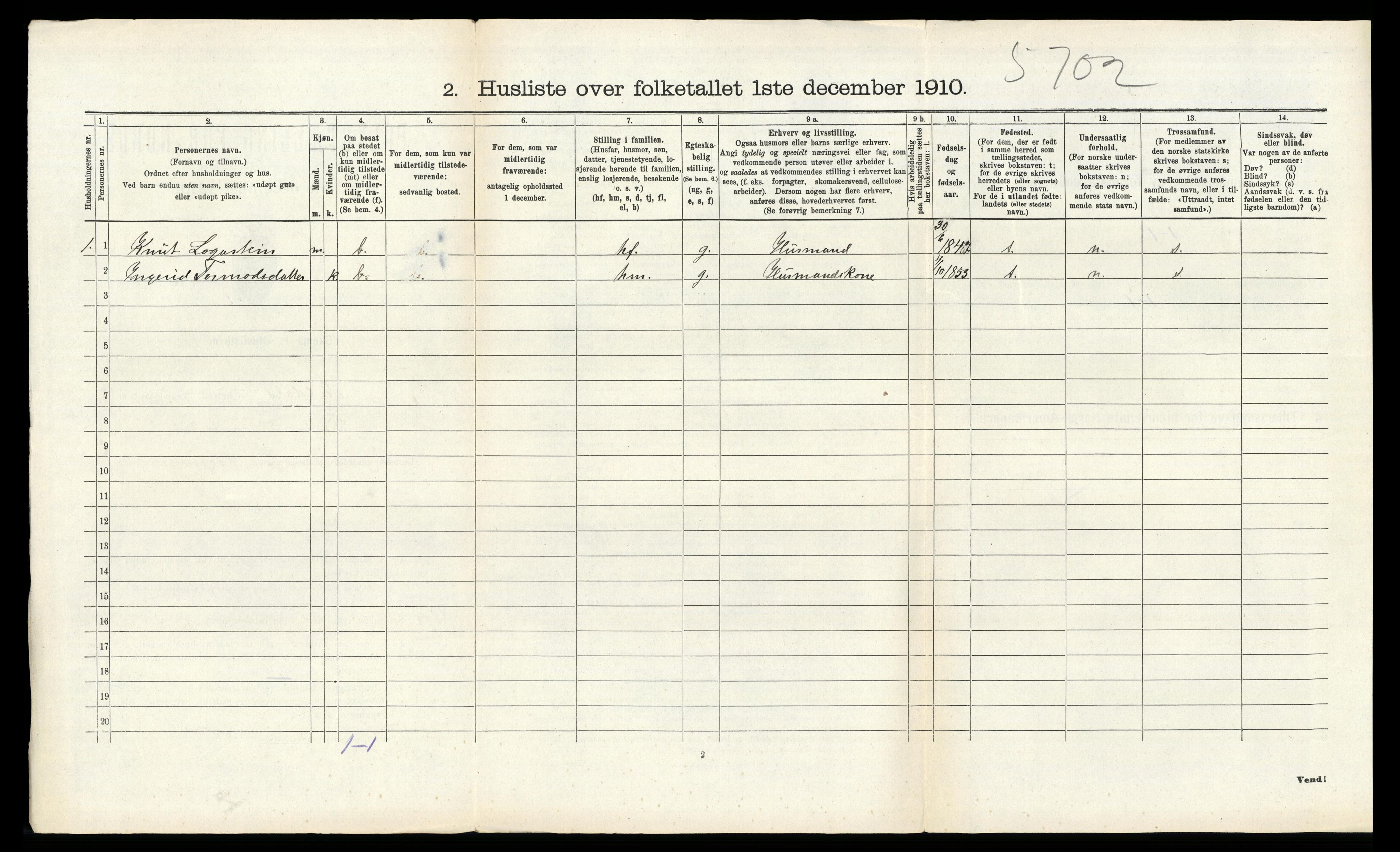 RA, 1910 census for Suldal, 1910, p. 546