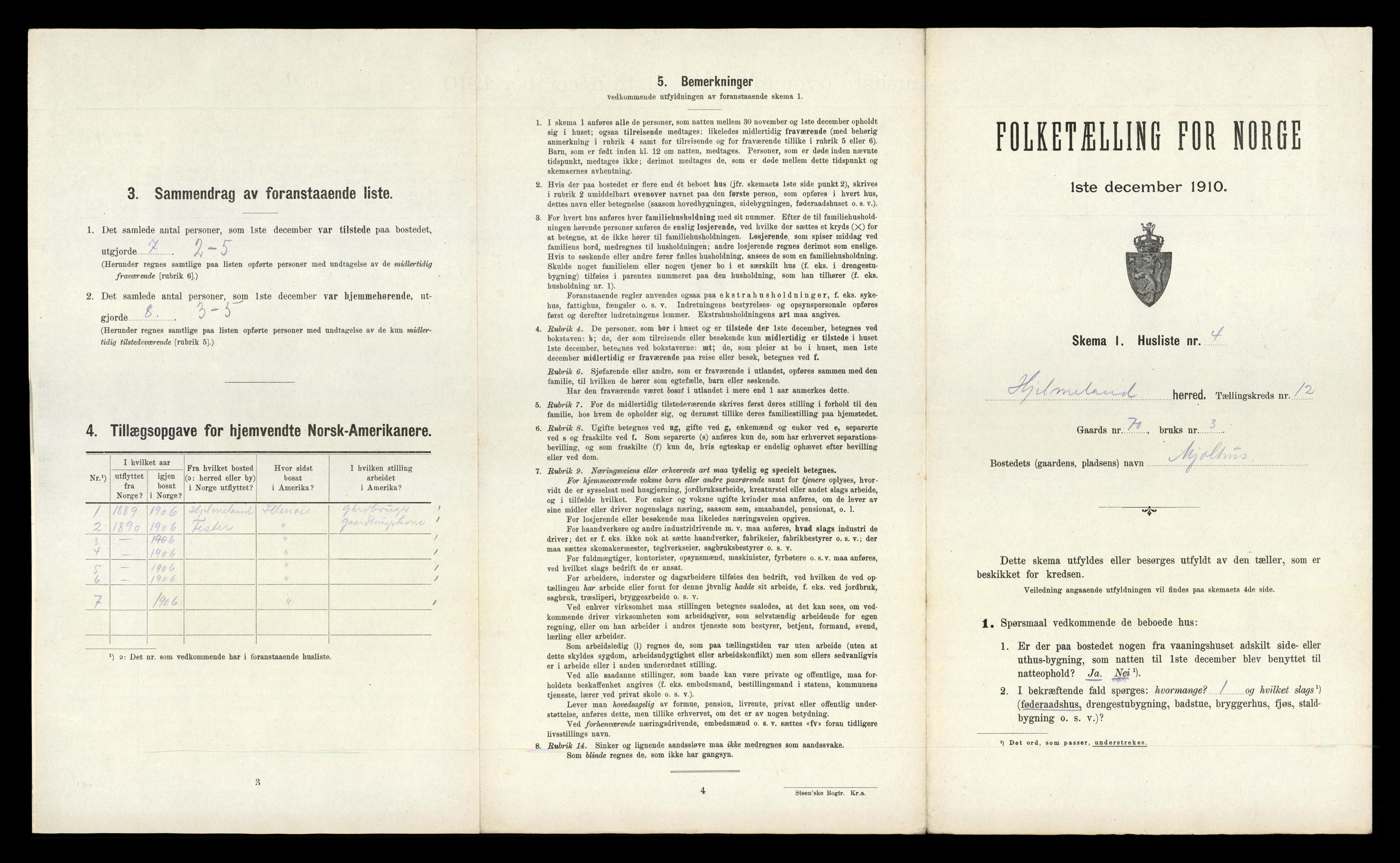 RA, 1910 census for Hjelmeland, 1910, p. 726
