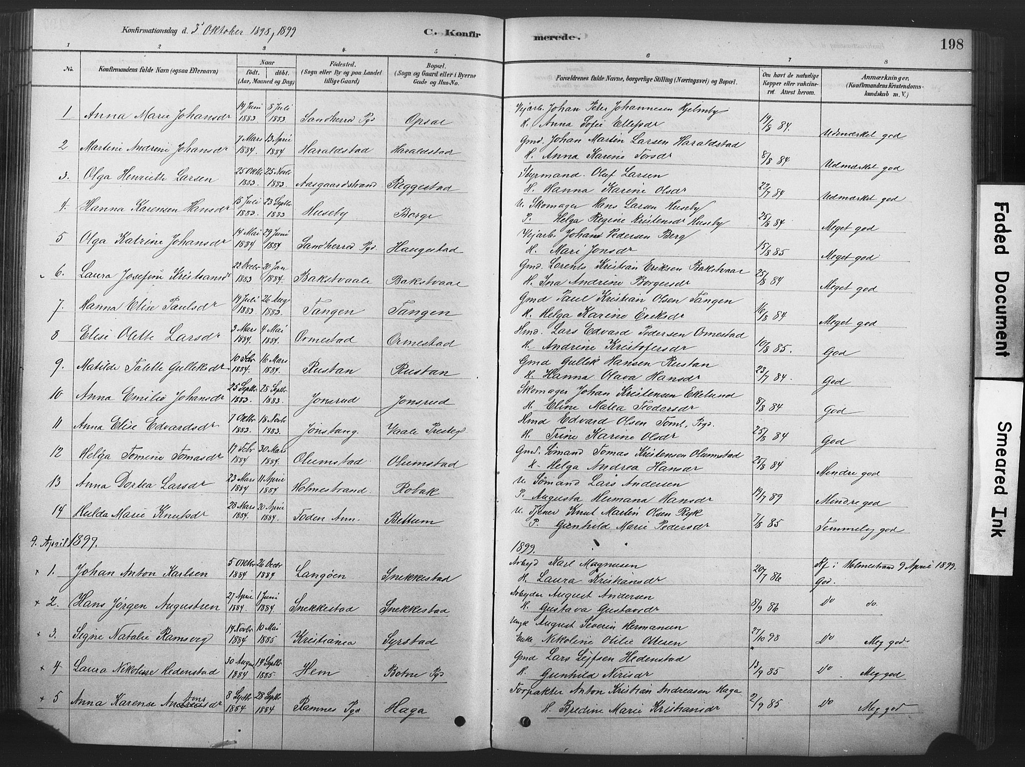 Våle kirkebøker, SAKO/A-334/F/Fa/L0011: Parish register (official) no. I 11, 1878-1906, p. 198