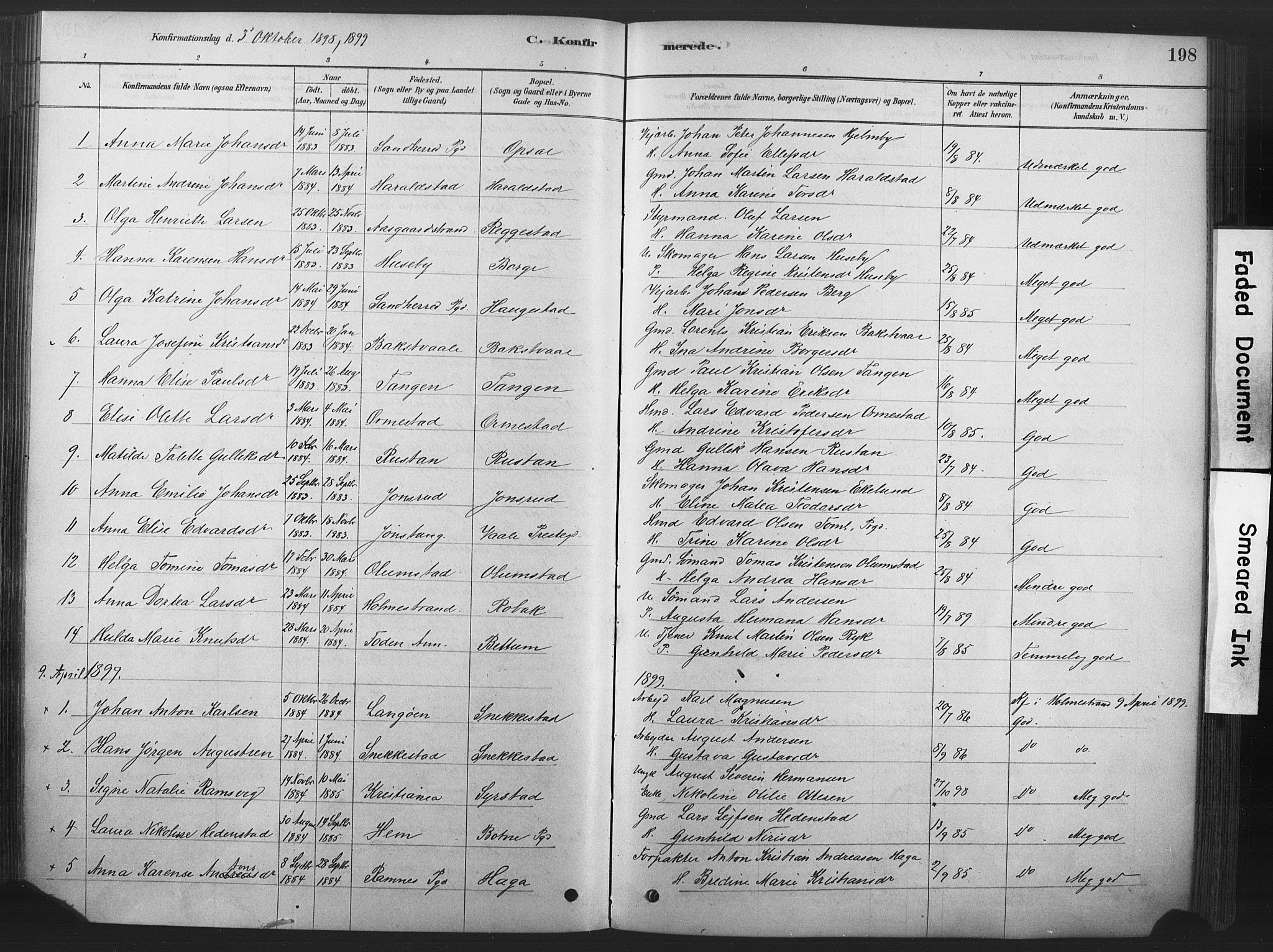 Våle kirkebøker, AV/SAKO-A-334/F/Fa/L0011: Parish register (official) no. I 11, 1878-1906, p. 198
