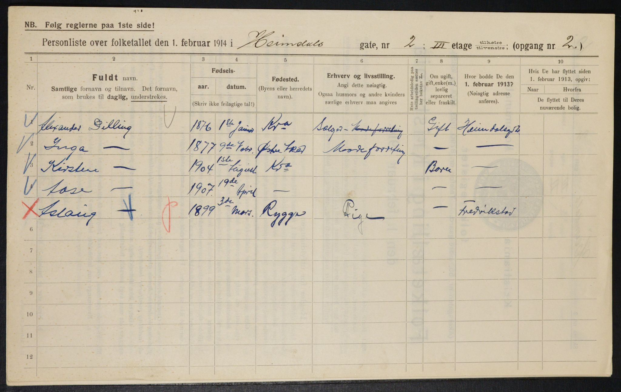 OBA, Municipal Census 1914 for Kristiania, 1914, p. 36638