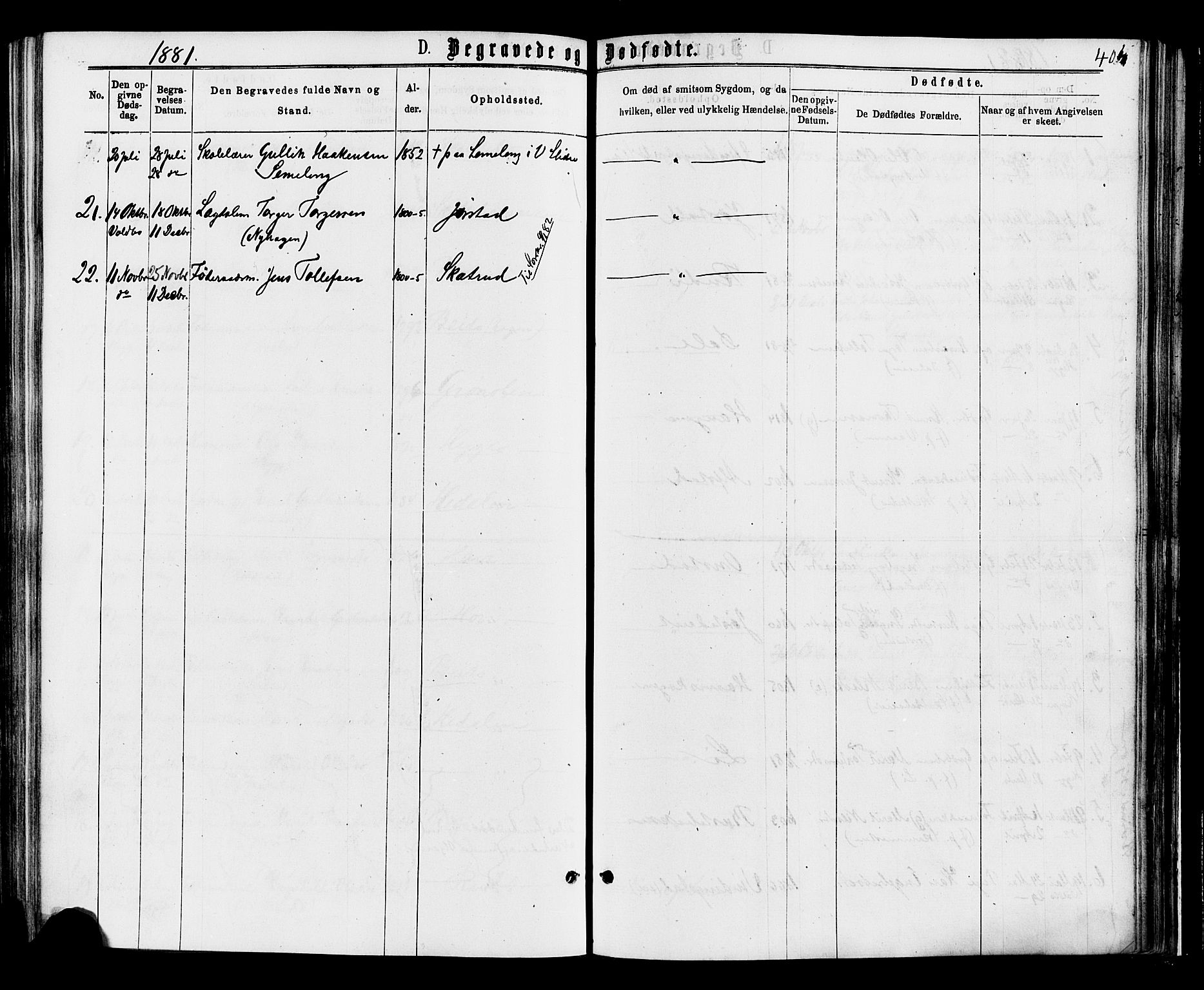 Øystre Slidre prestekontor, SAH/PREST-138/H/Ha/Haa/L0002: Parish register (official) no. 2, 1874-1886, p. 404