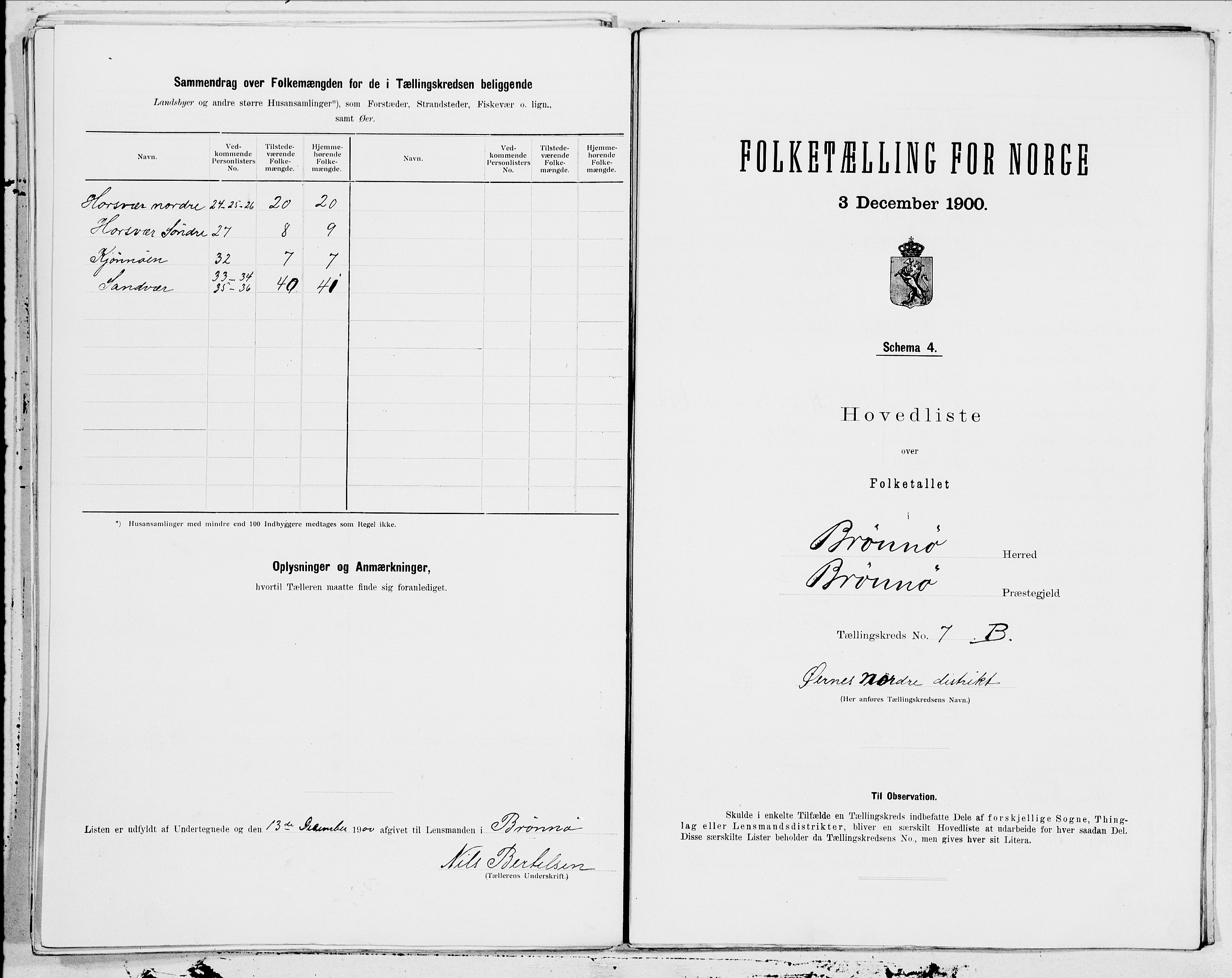 SAT, 1900 census for Brønnøy, 1900, p. 18