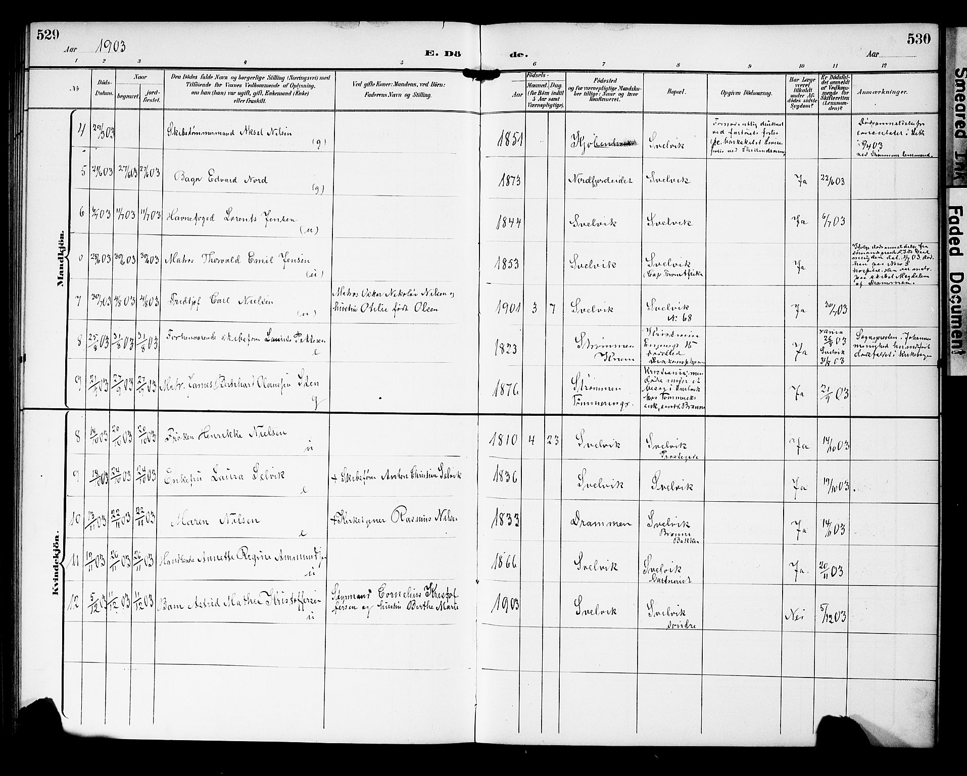 Strømm kirkebøker, AV/SAKO-A-322/G/Gb/L0002: Parish register (copy) no. II 2, 1897-1928, p. 529-530