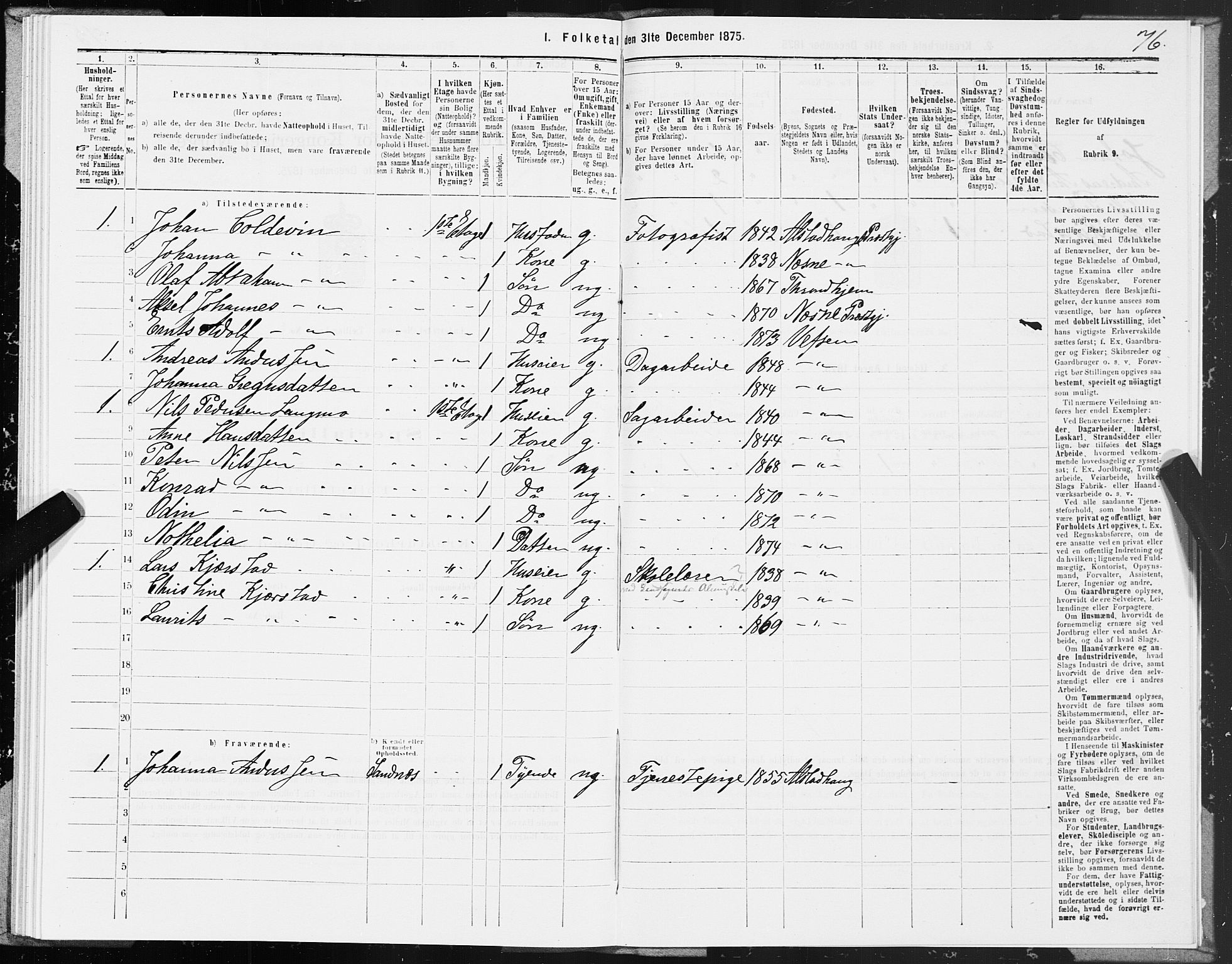 SAT, 1875 census for 1802B Vefsn/Mosjøen, 1875, p. 76