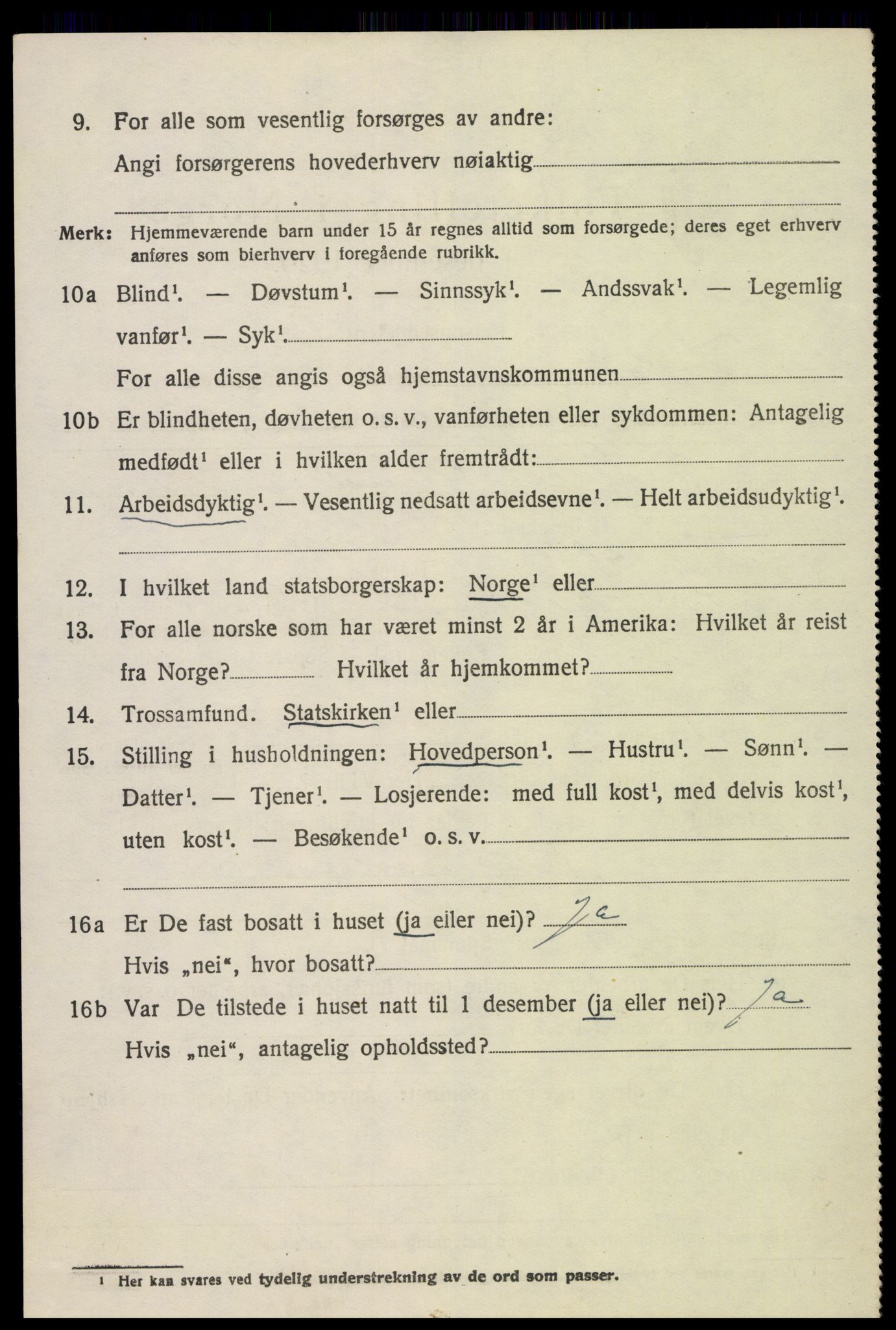 SAK, 1920 census for Tovdal, 1920, p. 332