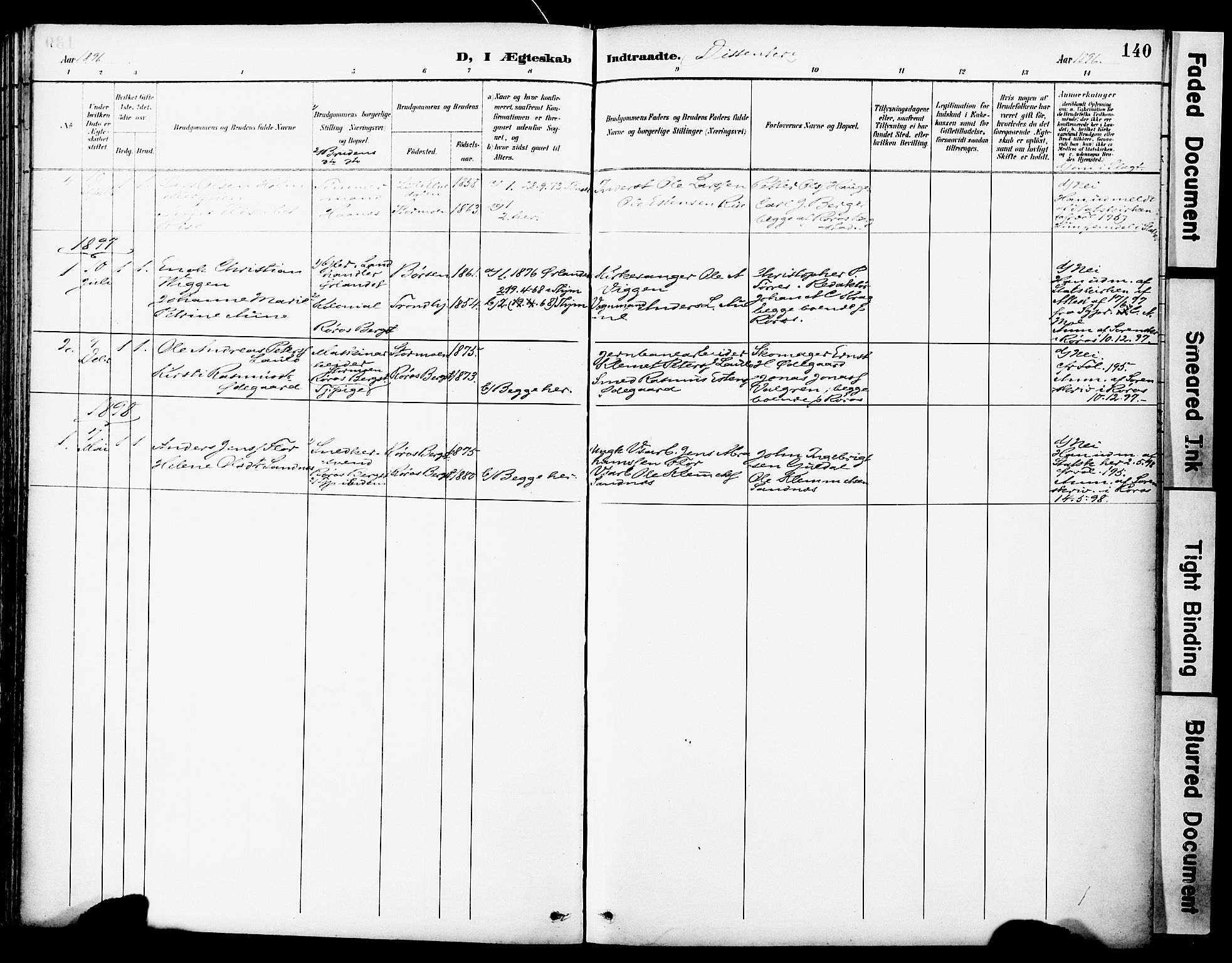 Ministerialprotokoller, klokkerbøker og fødselsregistre - Sør-Trøndelag, SAT/A-1456/681/L0935: Parish register (official) no. 681A13, 1890-1898, p. 140