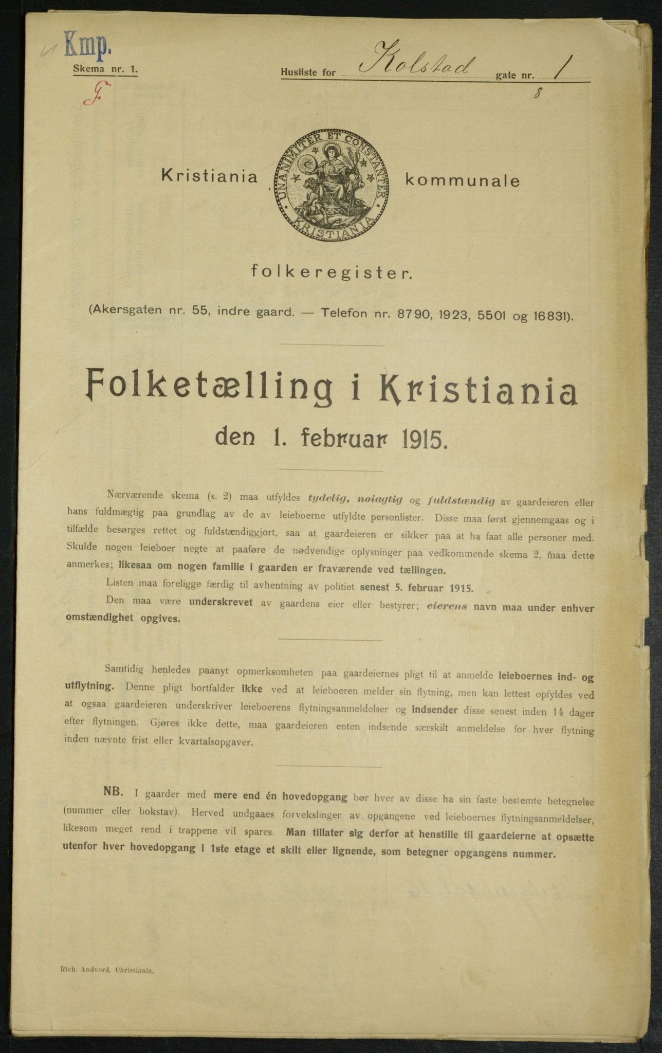 OBA, Municipal Census 1915 for Kristiania, 1915, p. 51683