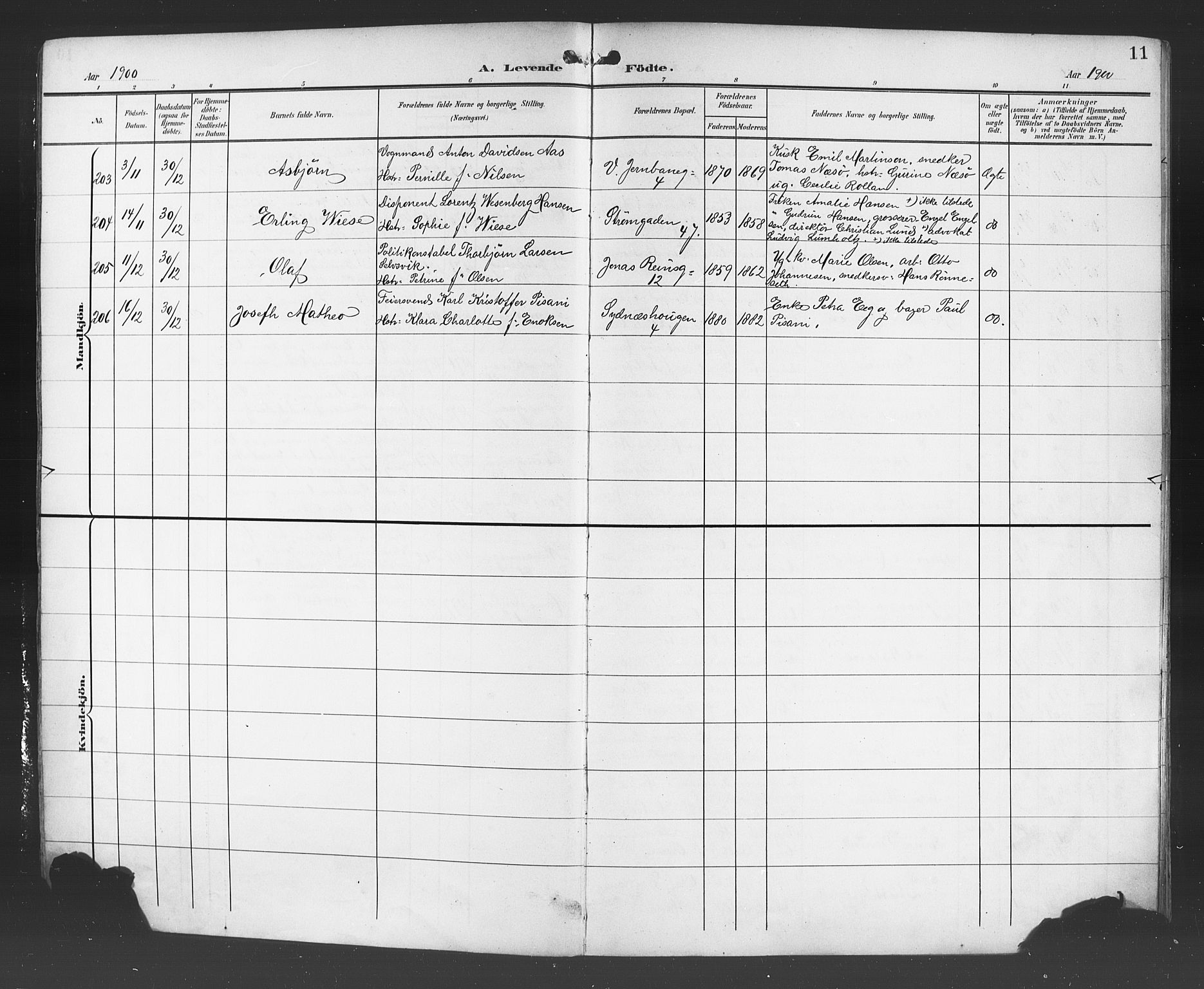 Johanneskirken sokneprestembete, AV/SAB-A-76001/H/Hab: Parish register (copy) no. A 2, 1900-1912, p. 11