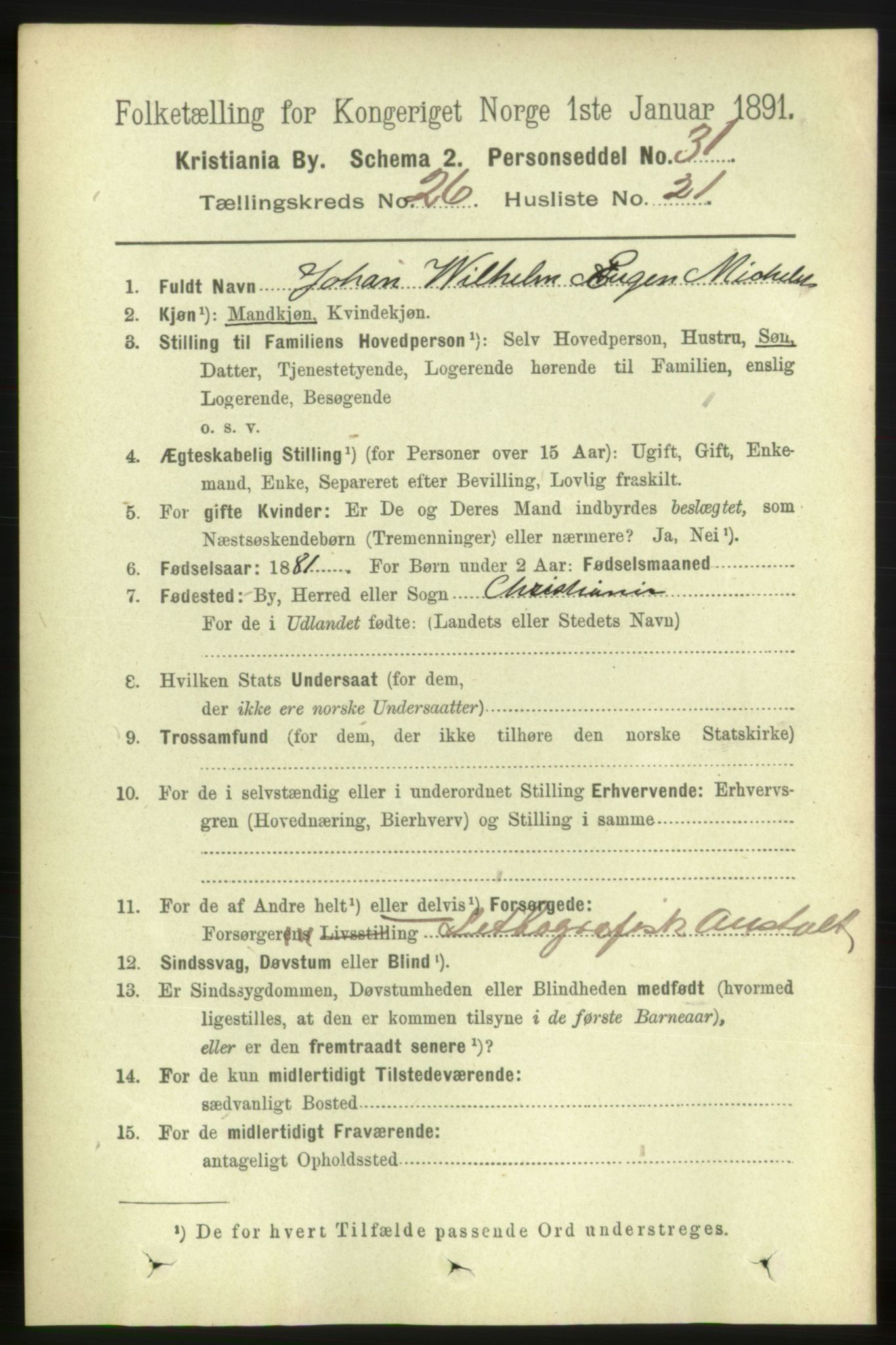 RA, 1891 census for 0301 Kristiania, 1891, p. 13529