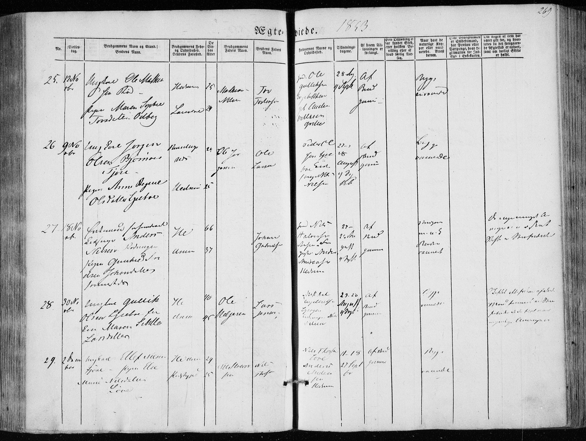 Hedrum kirkebøker, AV/SAKO-A-344/F/Fa/L0006: Parish register (official) no. I 6, 1849-1857, p. 269