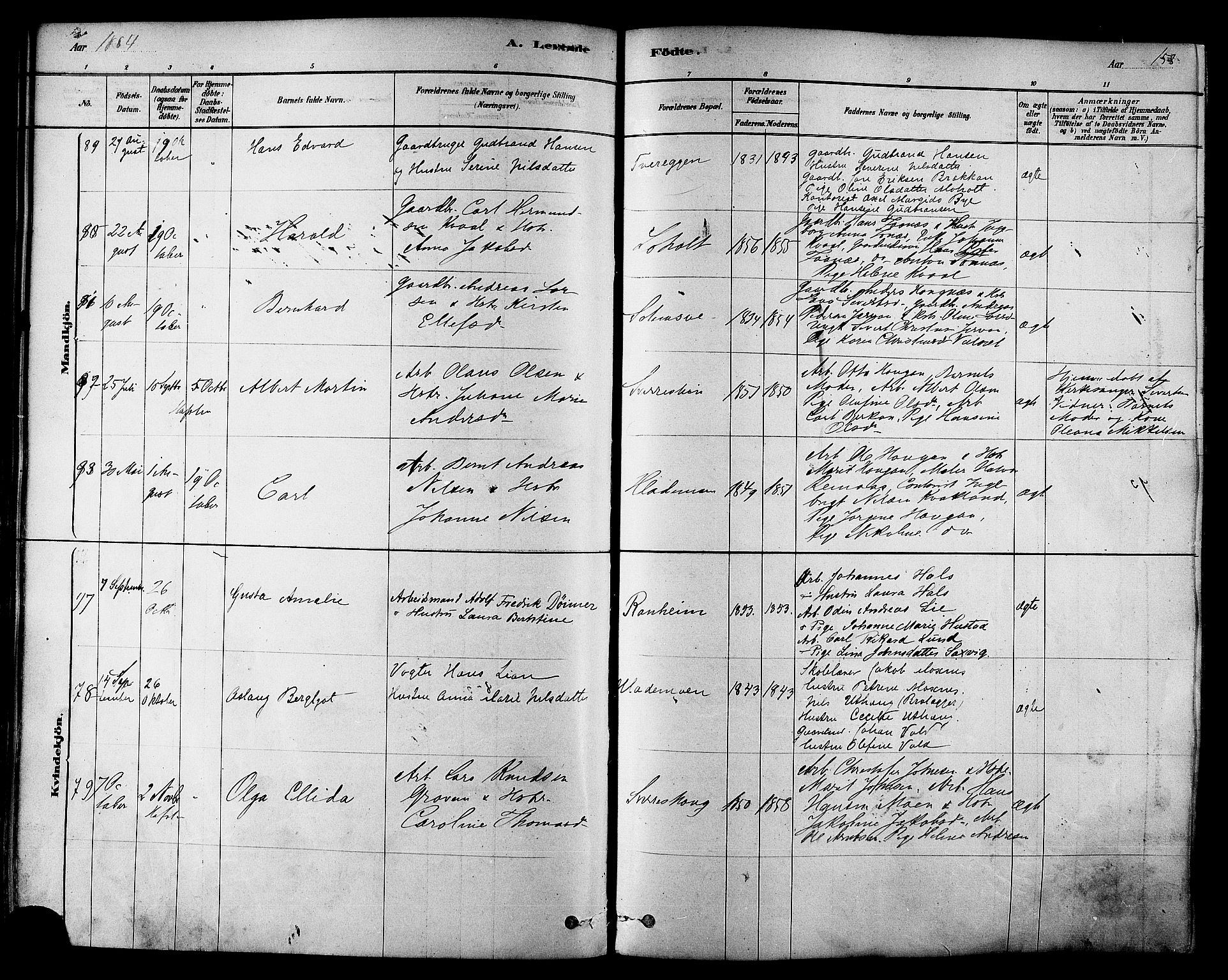 Ministerialprotokoller, klokkerbøker og fødselsregistre - Sør-Trøndelag, AV/SAT-A-1456/606/L0294: Parish register (official) no. 606A09, 1878-1886, p. 158