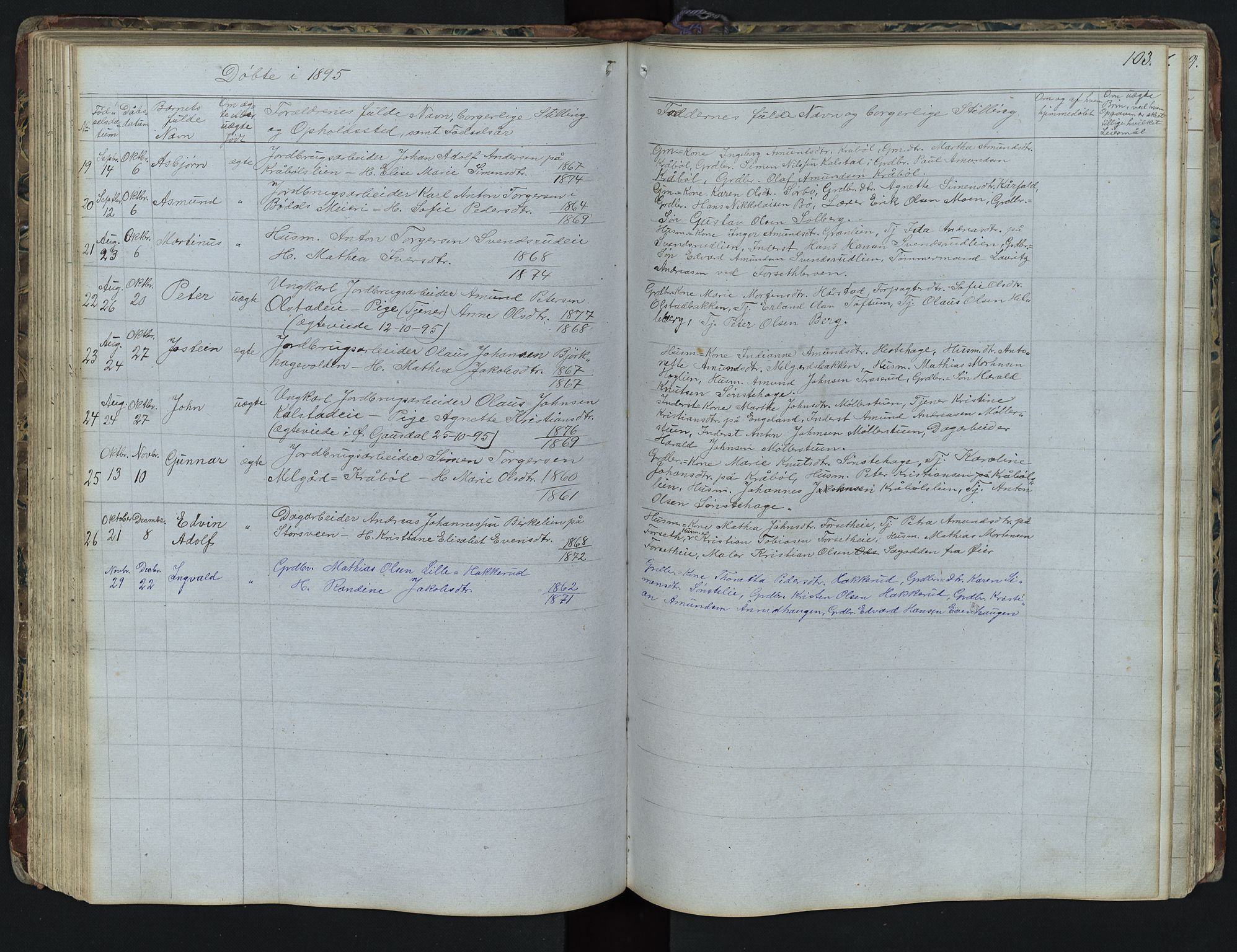 Vestre Gausdal prestekontor, SAH/PREST-094/H/Ha/Hab/L0001: Parish register (copy) no. 1, 1867-1895, p. 103