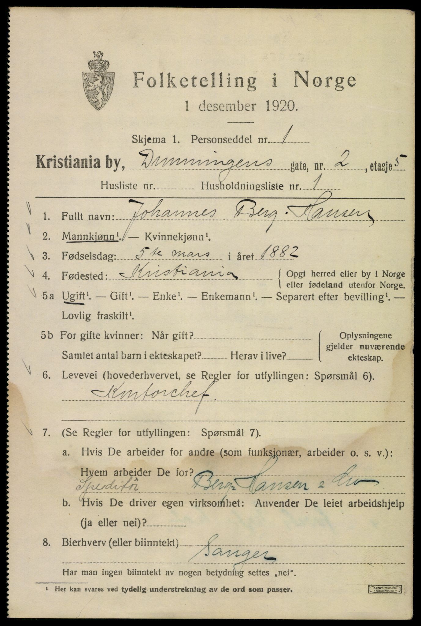 SAO, 1920 census for Kristiania, 1920, p. 203411