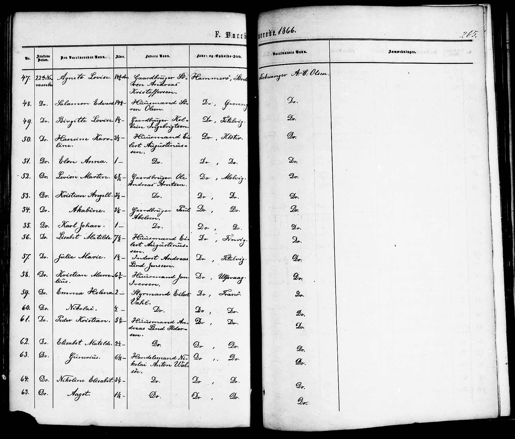 Ministerialprotokoller, klokkerbøker og fødselsregistre - Nordland, SAT/A-1459/859/L0845: Parish register (official) no. 859A05, 1863-1877, p. 265