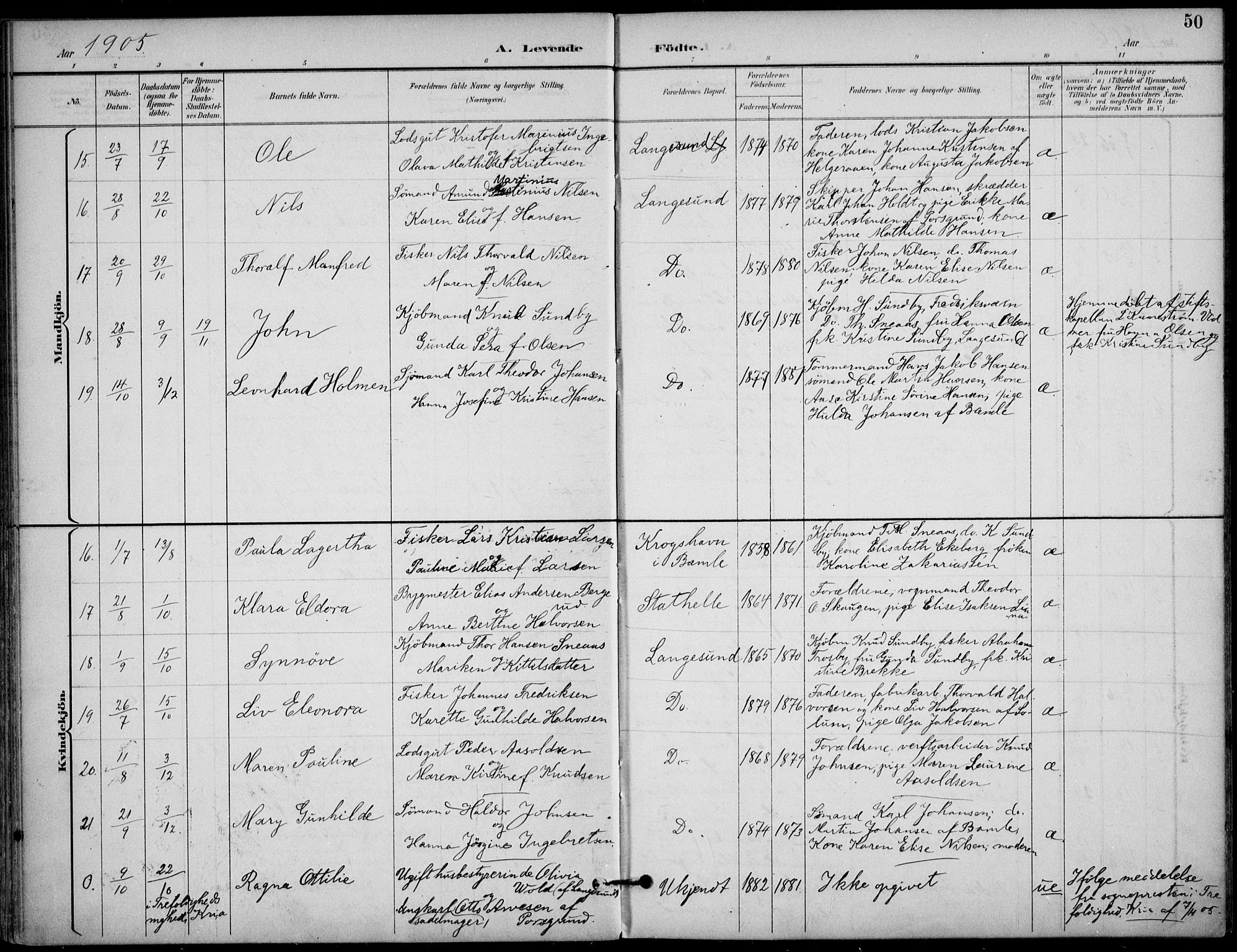Langesund kirkebøker, SAKO/A-280/F/Fa/L0003: Parish register (official) no. 3, 1893-1907, p. 50