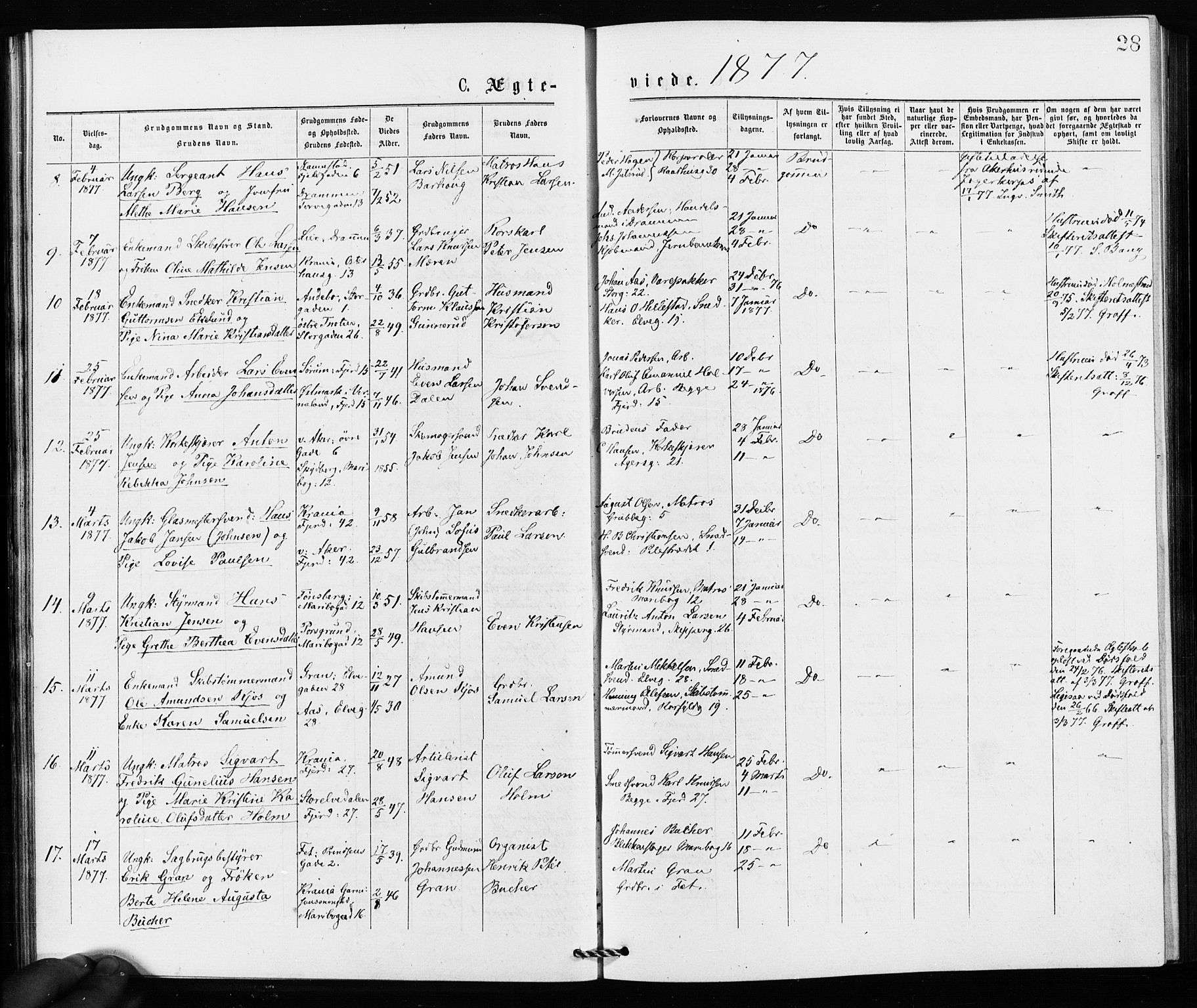 Jakob prestekontor Kirkebøker, SAO/A-10850/F/Fa/L0002: Parish register (official) no. 2, 1875-1879, p. 28