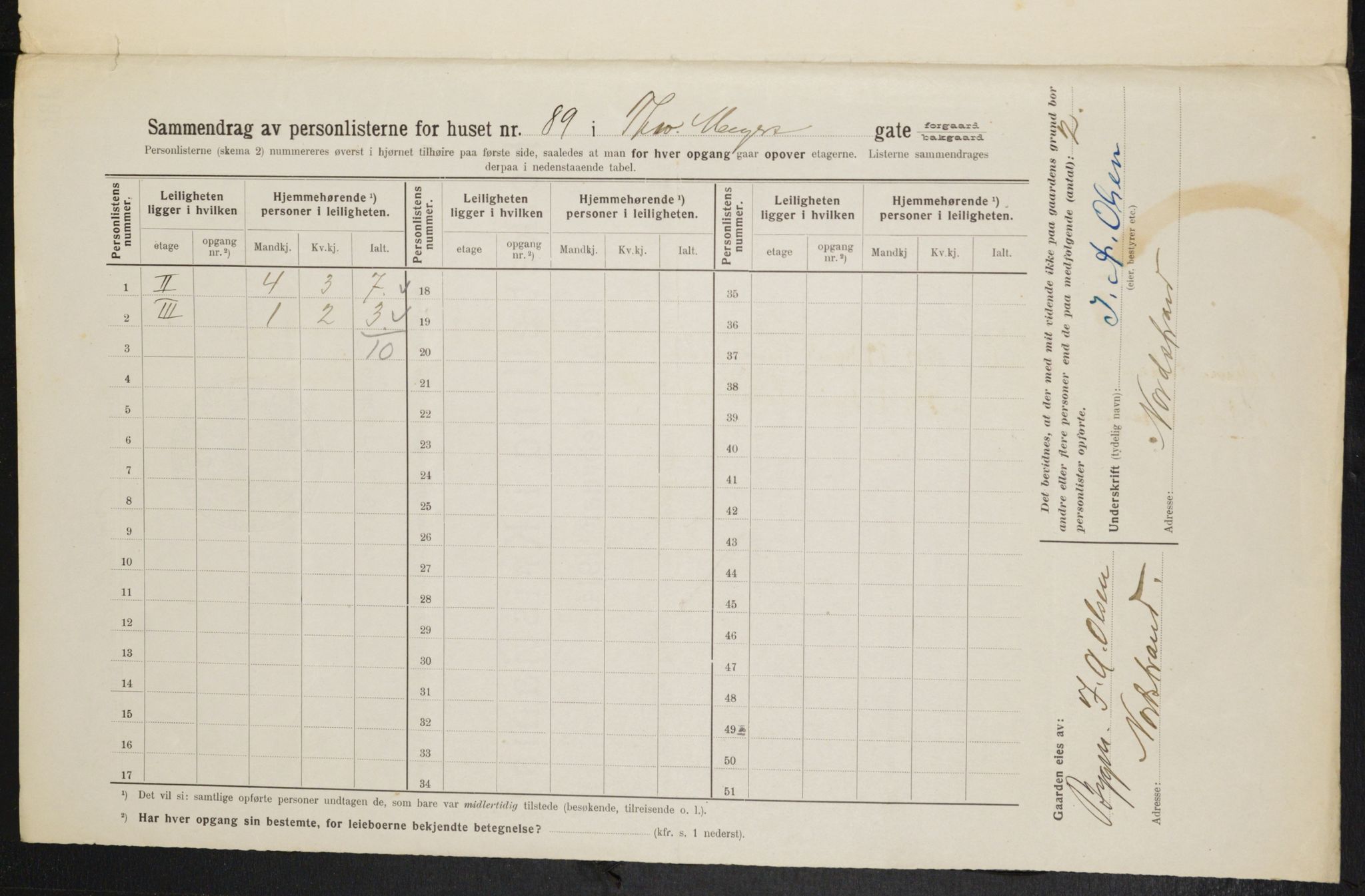 OBA, Municipal Census 1914 for Kristiania, 1914, p. 112225