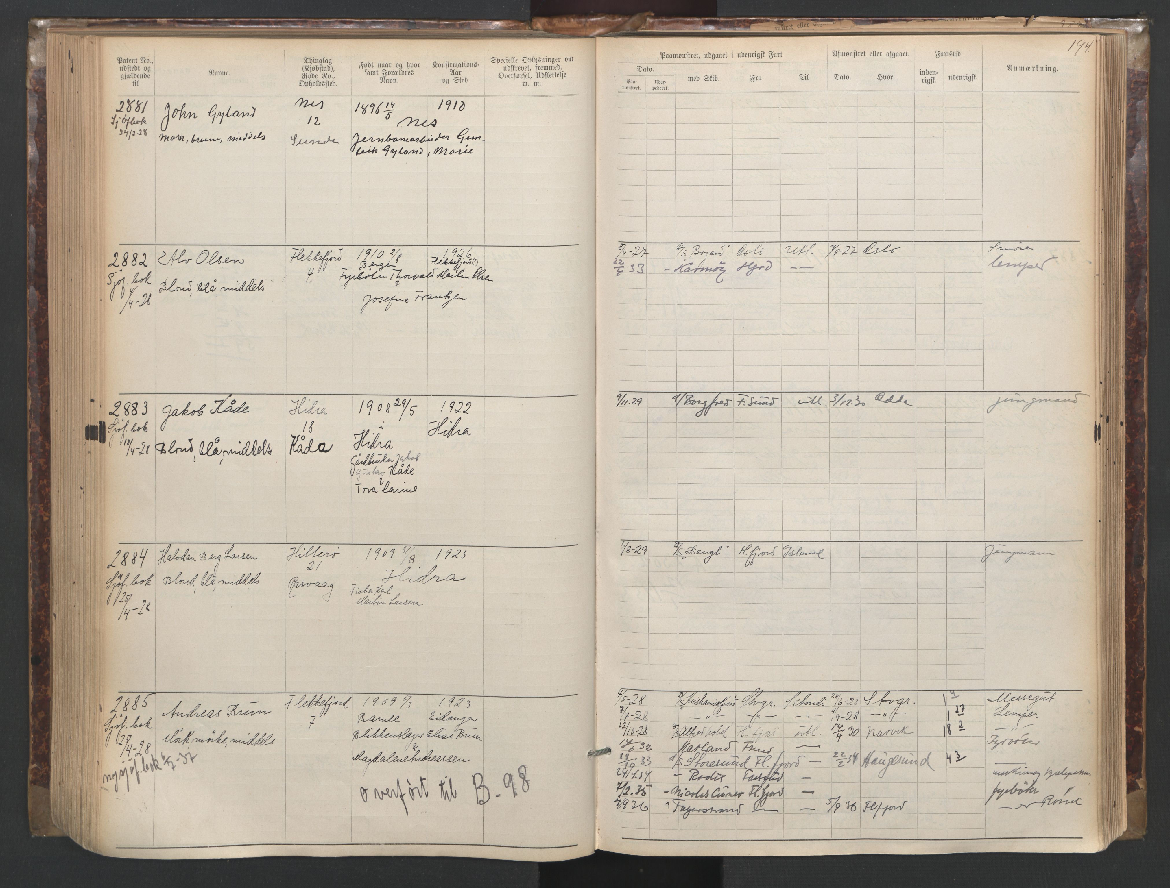 Flekkefjord mønstringskrets, AV/SAK-2031-0018/F/Fa/L0003: Annotasjonsrulle nr 1921-2963 med register, N-3, 1892-1948, p. 227