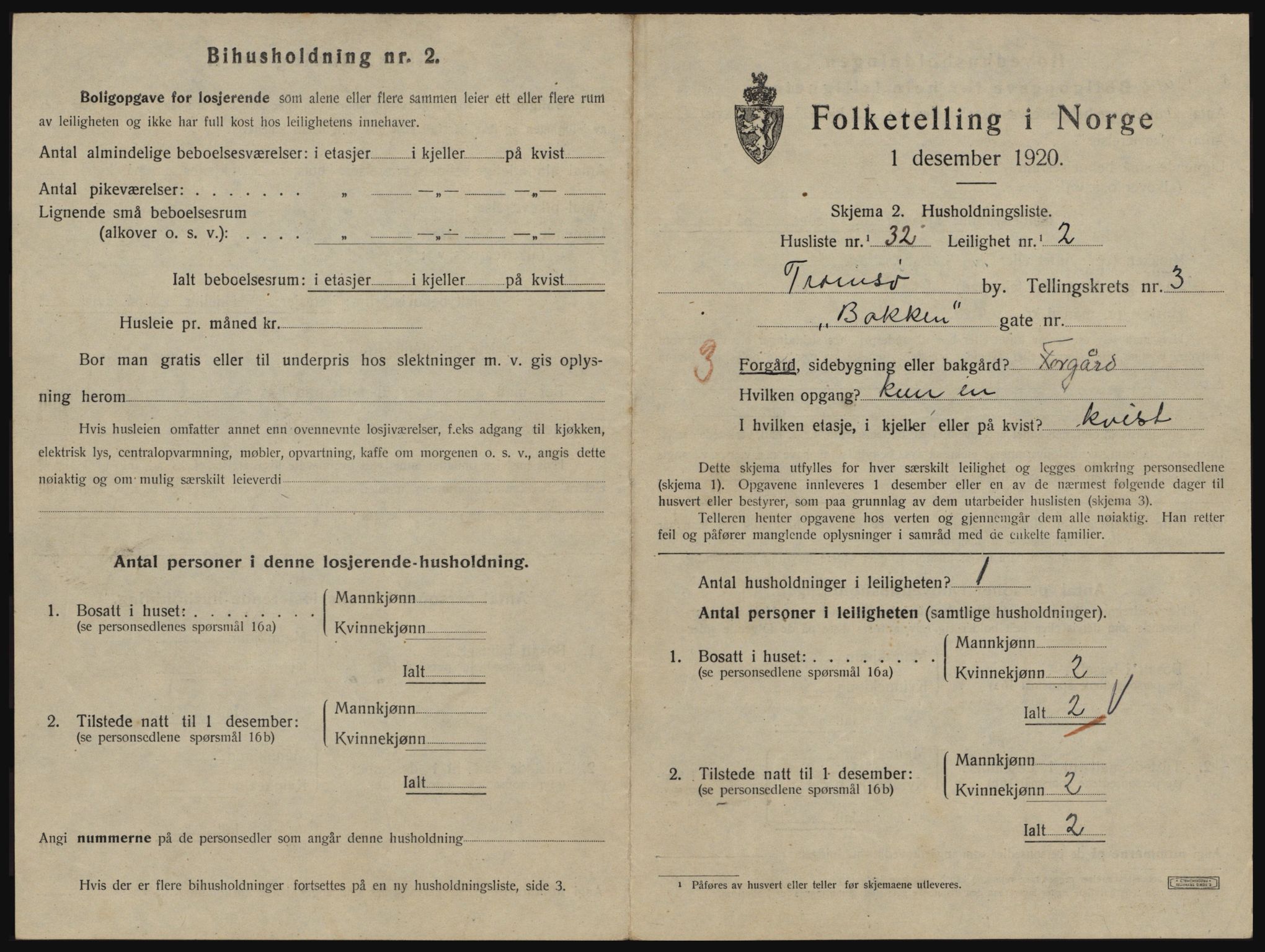 SATØ, 1920 census for Tromsø, 1920, p. 3209