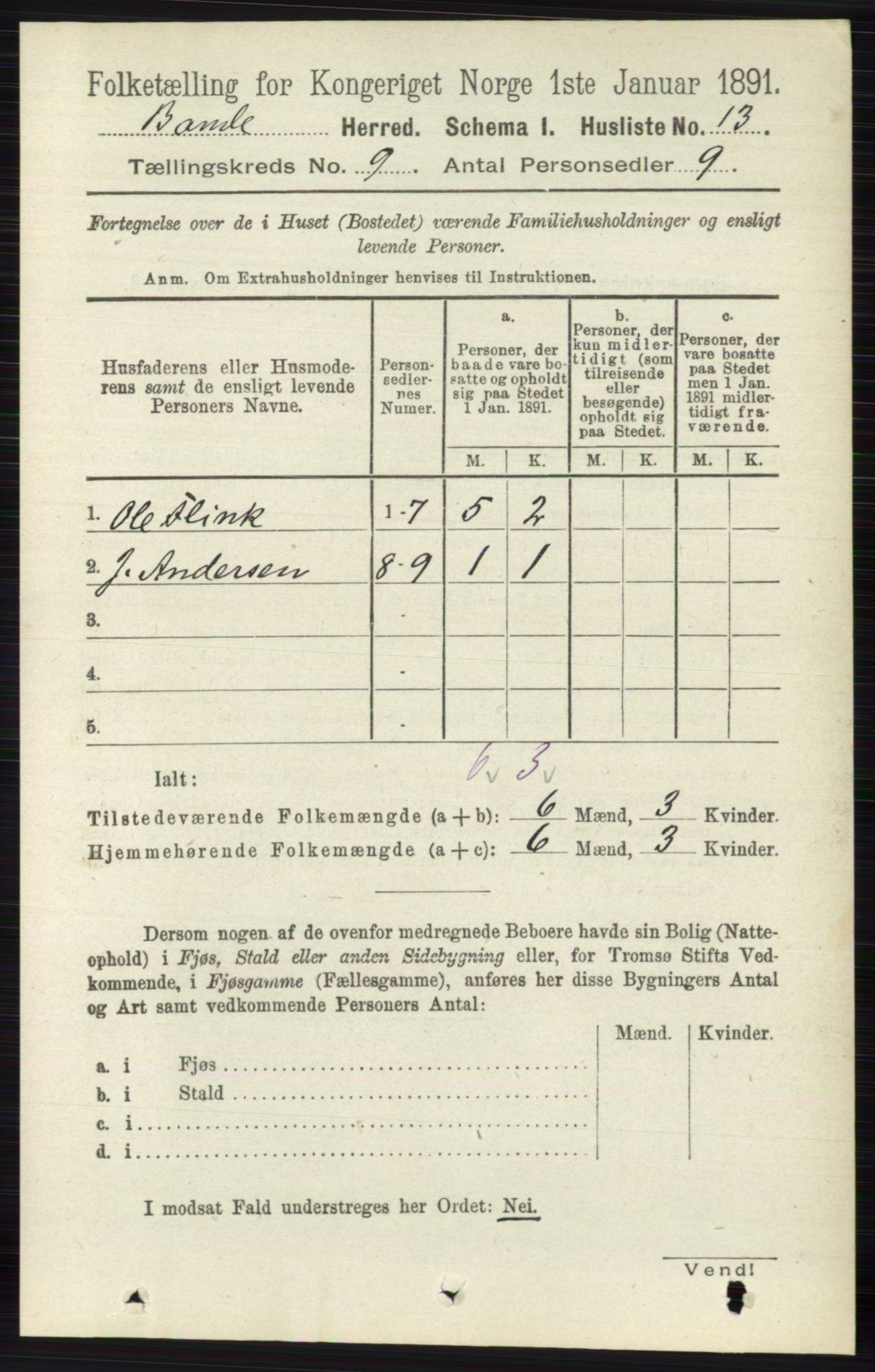 RA, 1891 census for 0814 Bamble, 1891, p. 4011