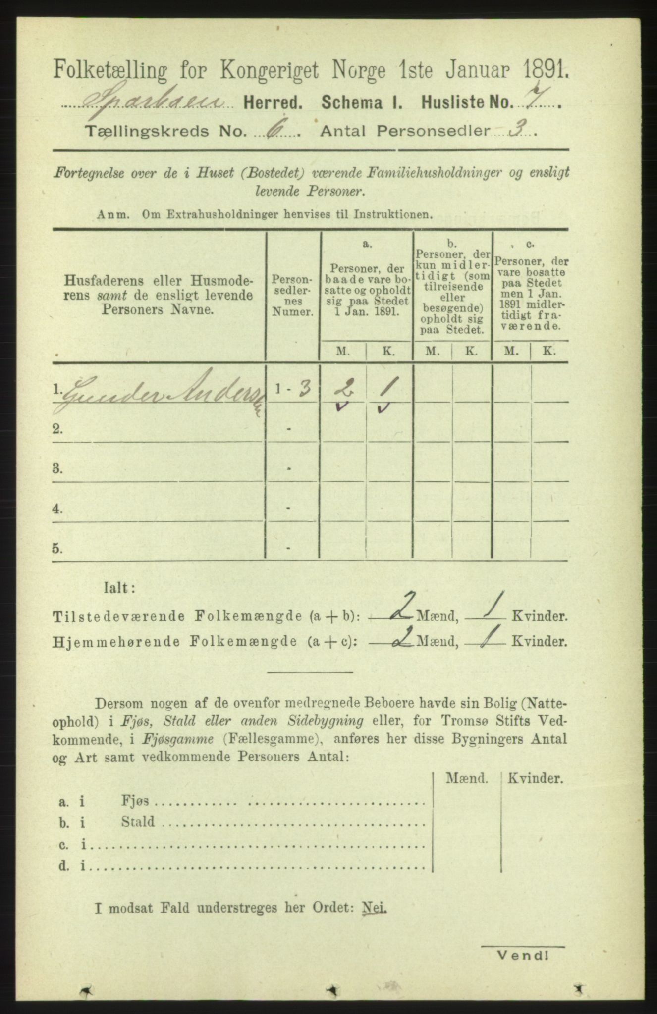 RA, 1891 census for 1731 Sparbu, 1891, p. 2127