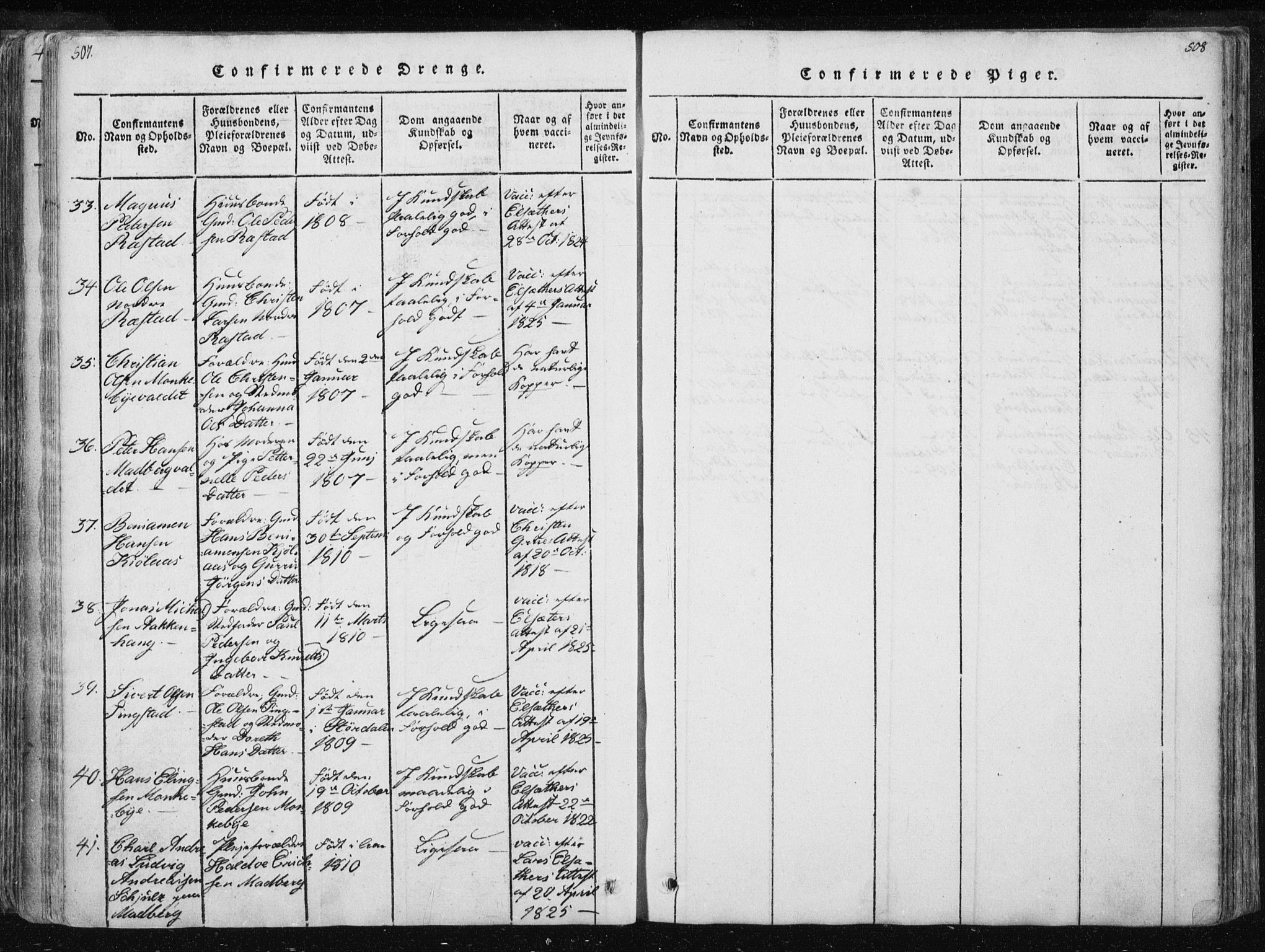 Ministerialprotokoller, klokkerbøker og fødselsregistre - Nord-Trøndelag, AV/SAT-A-1458/717/L0148: Parish register (official) no. 717A04 /2, 1816-1825, p. 507-508