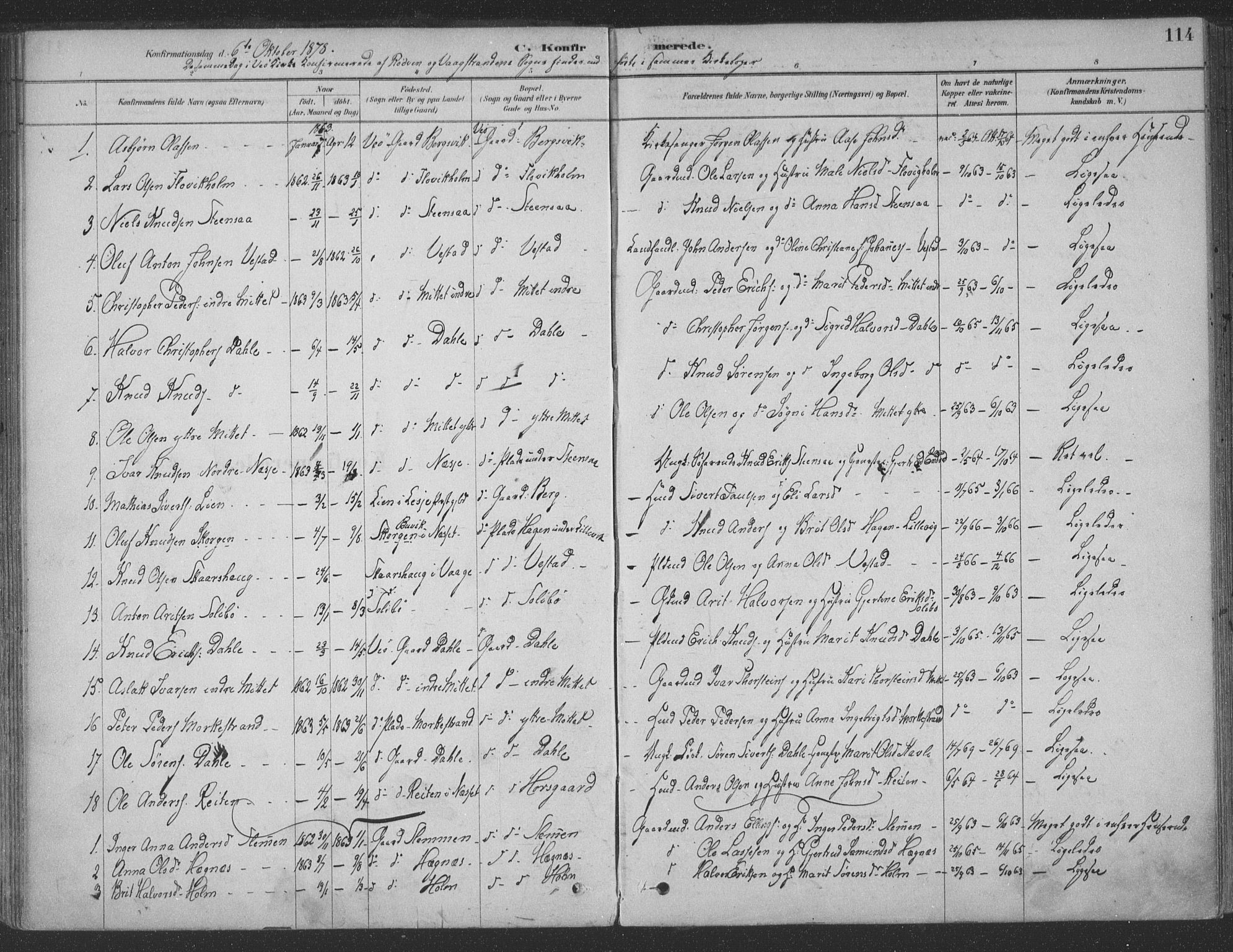 Ministerialprotokoller, klokkerbøker og fødselsregistre - Møre og Romsdal, AV/SAT-A-1454/547/L0604: Parish register (official) no. 547A06, 1878-1906, p. 114