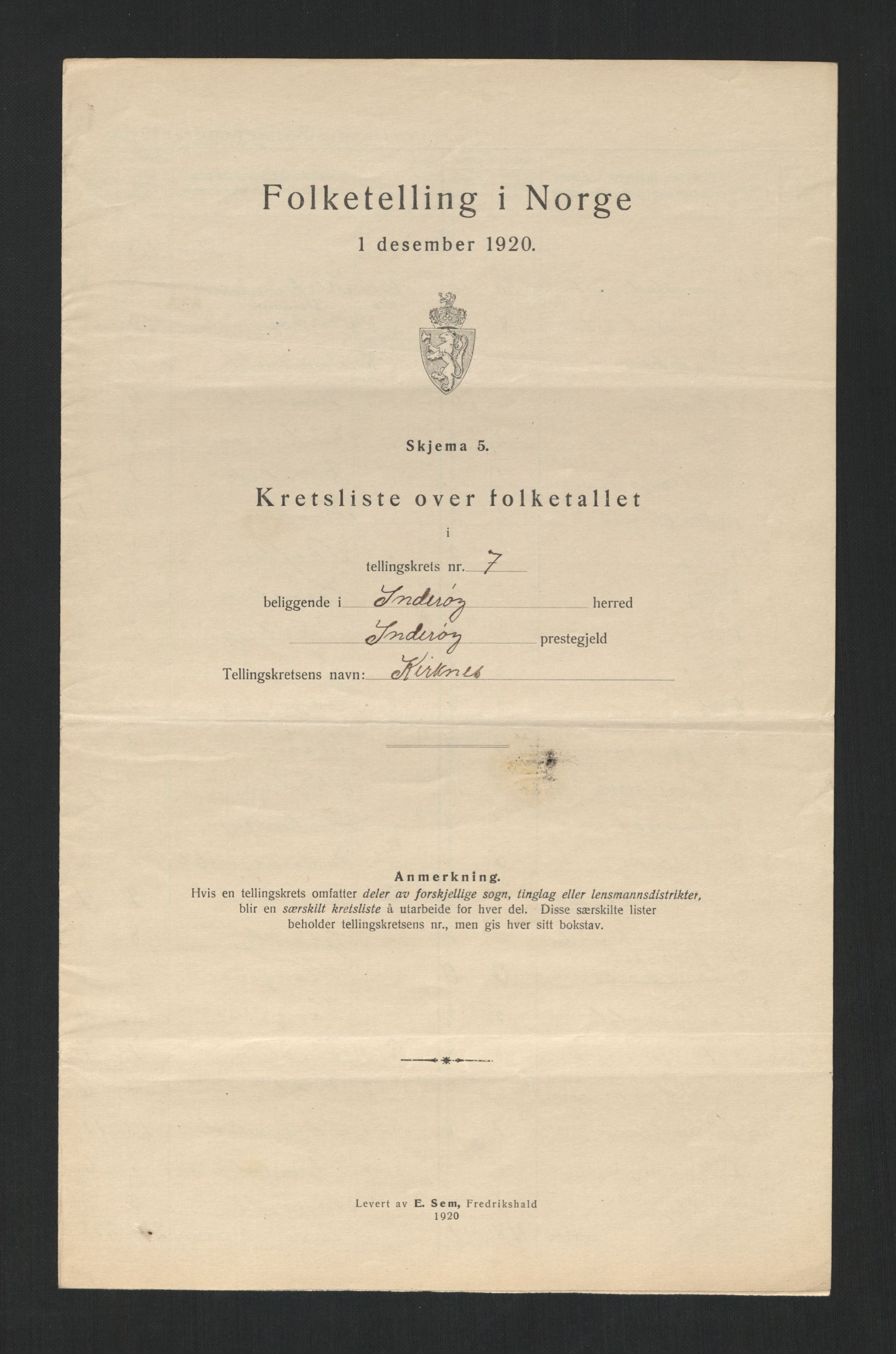 SAT, 1920 census for Inderøy, 1920, p. 25