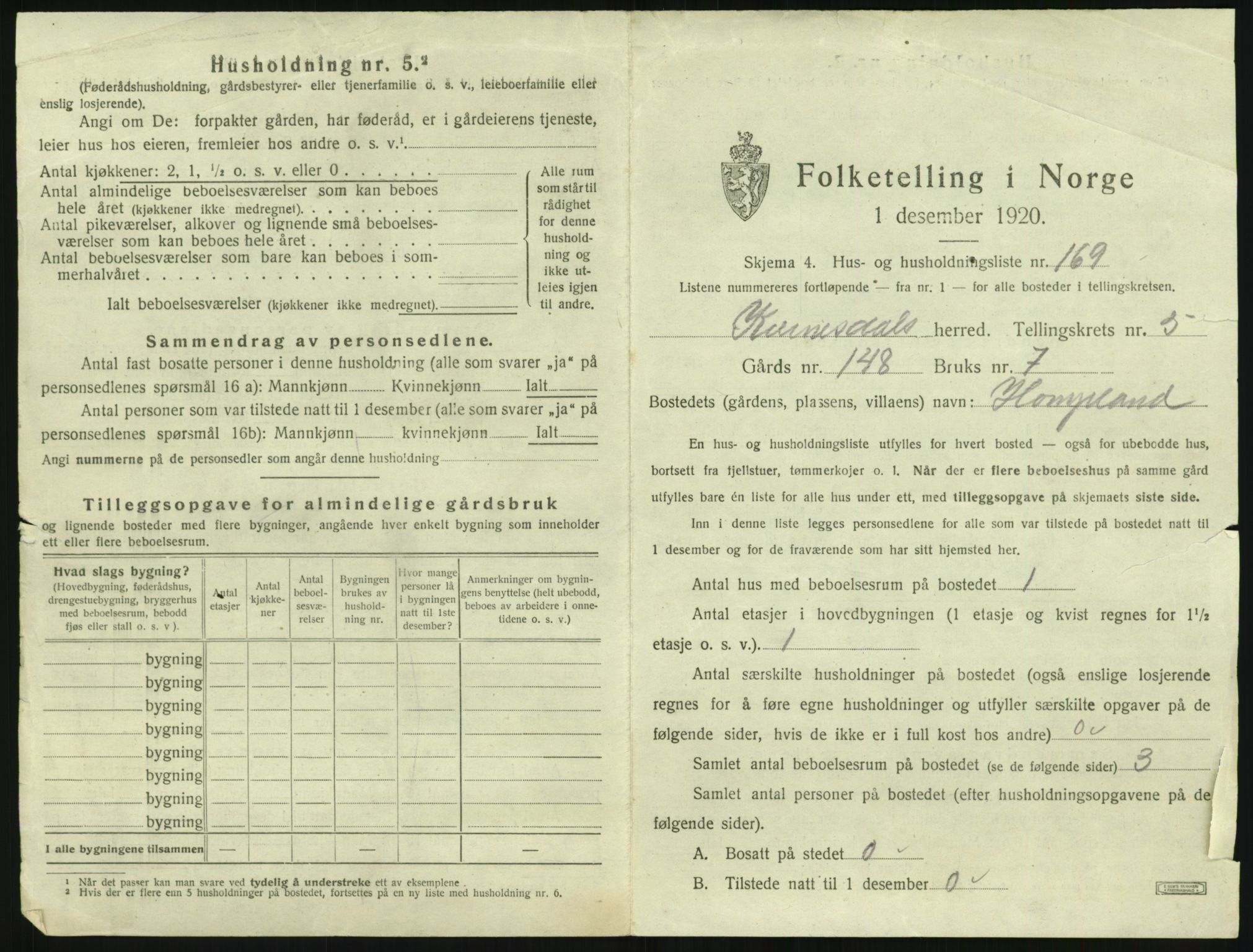 SAK, 1920 census for Kvinesdal, 1920, p. 1349