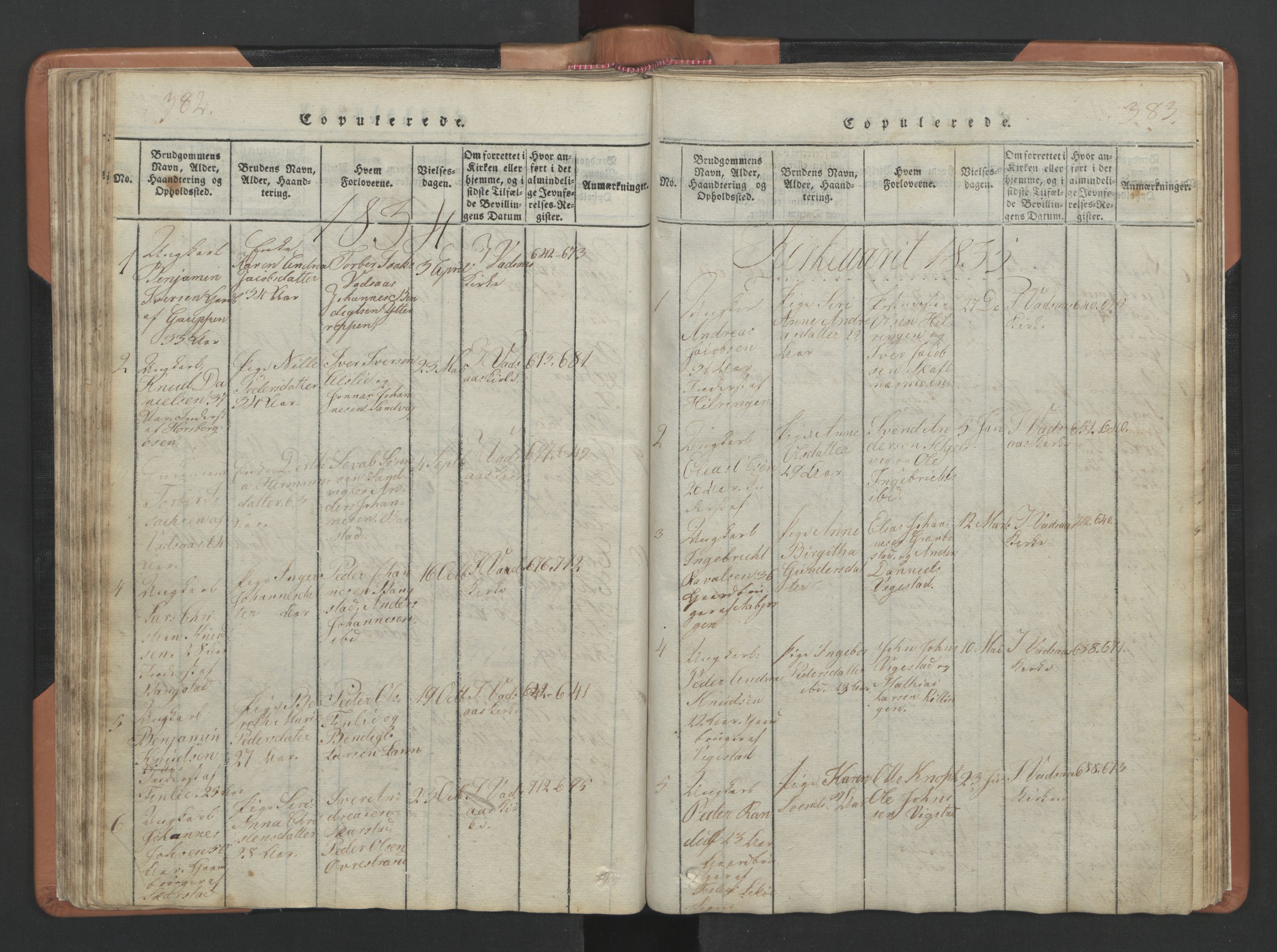 Ministerialprotokoller, klokkerbøker og fødselsregistre - Nordland, AV/SAT-A-1459/810/L0157: Parish register (copy) no. 810C01, 1819-1842, p. 382-383