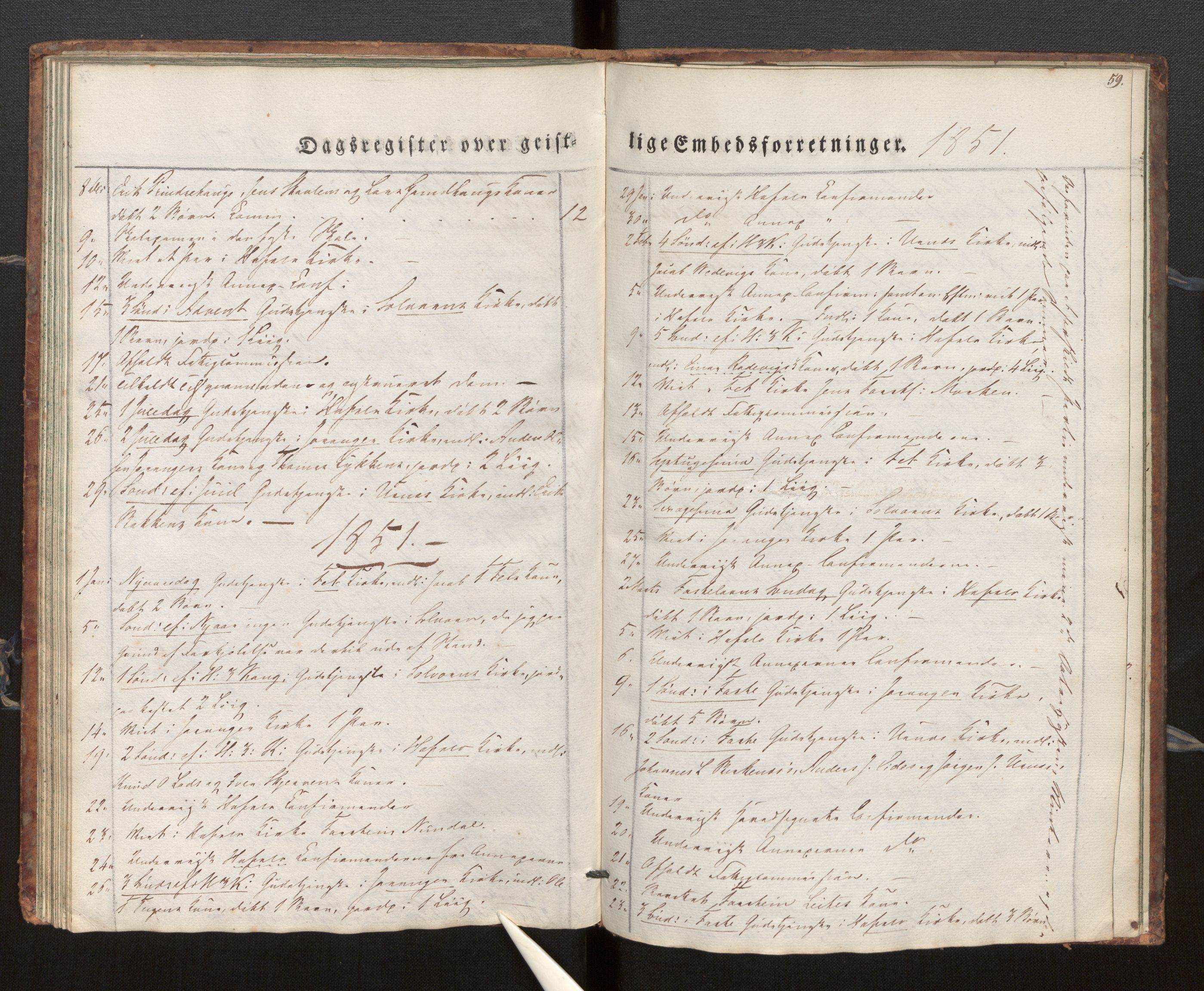 Hafslo sokneprestembete, SAB/A-80301/H/Haa/Haaf/L0001: Diary records no. F 1, 1834-1854, p. 59