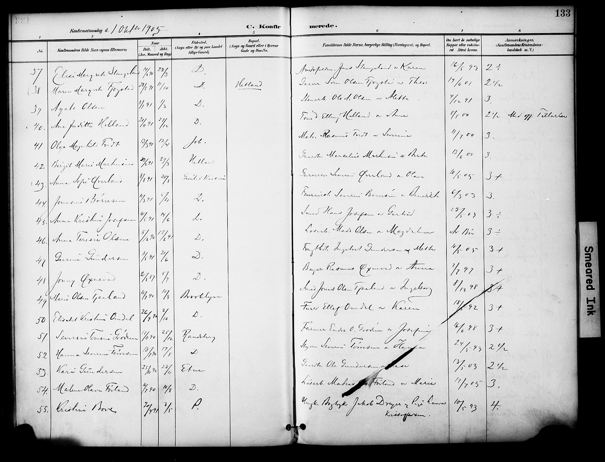 Domkirken sokneprestkontor, SAST/A-101812/001/30/30BA/L0031: Parish register (official) no. A 30, 1896-1916, p. 133