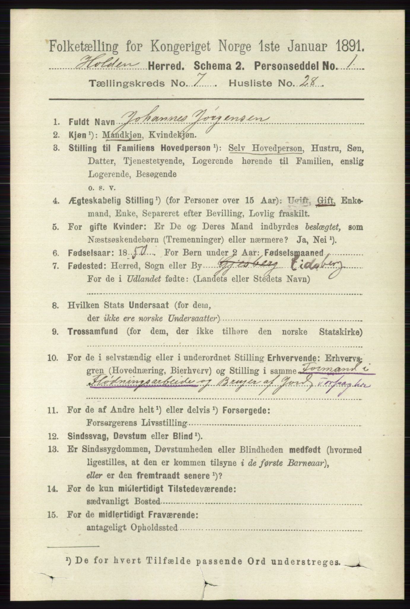 RA, 1891 census for 0819 Holla, 1891, p. 3440