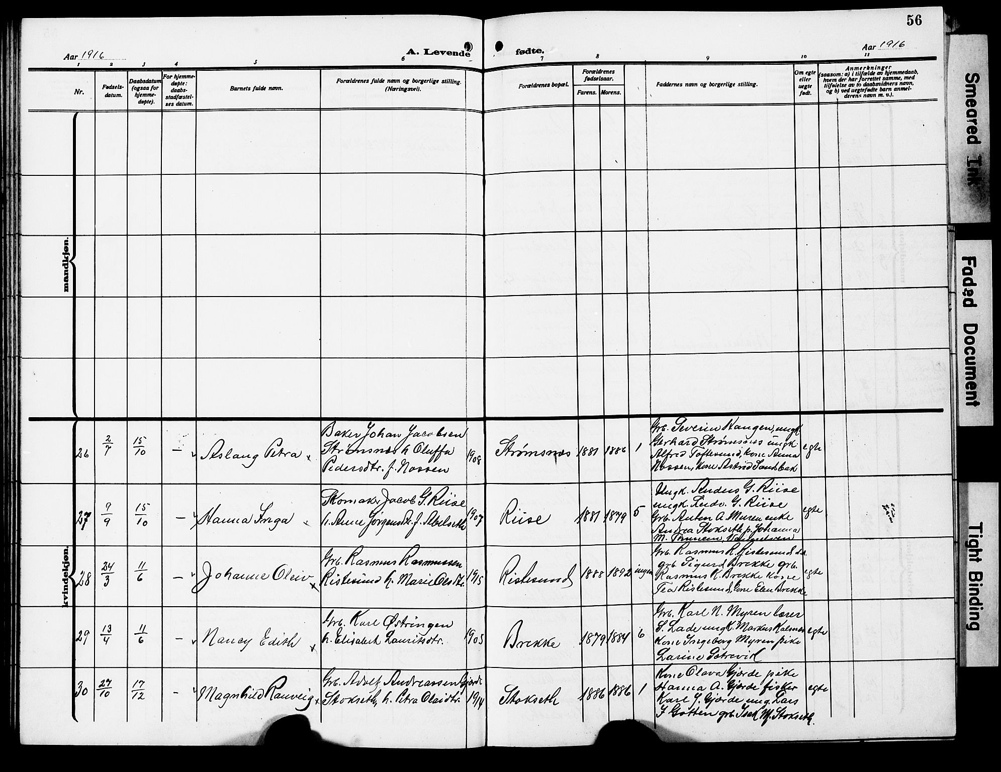 Ministerialprotokoller, klokkerbøker og fødselsregistre - Møre og Romsdal, AV/SAT-A-1454/503/L0050: Parish register (copy) no. 503C05, 1909-1922, p. 56