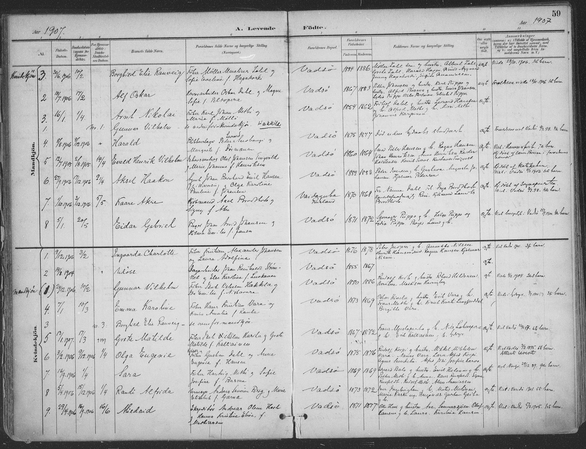 Vadsø sokneprestkontor, SATØ/S-1325/H/Ha/L0007kirke: Parish register (official) no. 7, 1896-1916, p. 59