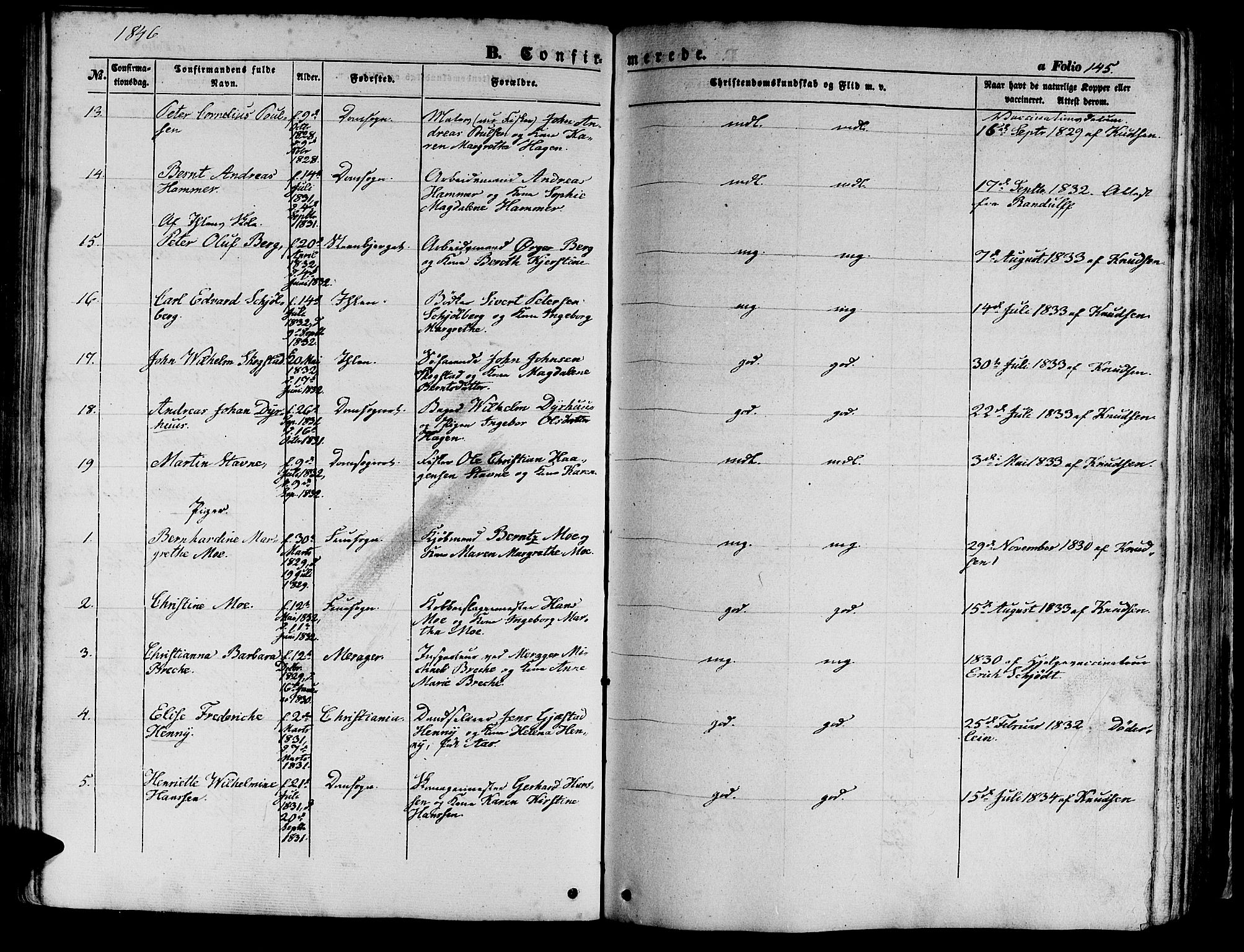 Ministerialprotokoller, klokkerbøker og fødselsregistre - Sør-Trøndelag, AV/SAT-A-1456/602/L0137: Parish register (copy) no. 602C05, 1846-1856, p. 145