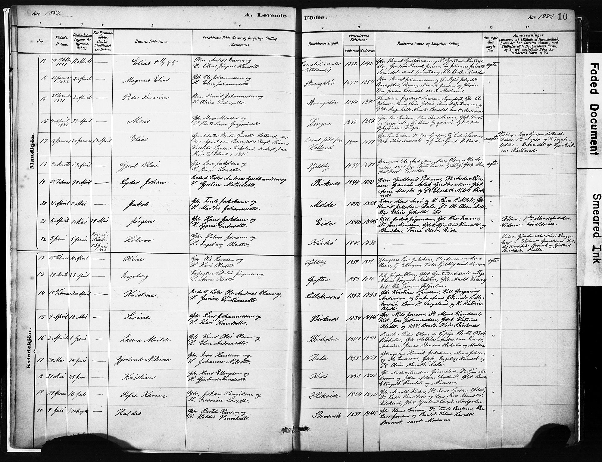 Gulen sokneprestembete, AV/SAB-A-80201/H/Haa/Haab/L0001: Parish register (official) no. B 1, 1881-1905, p. 10