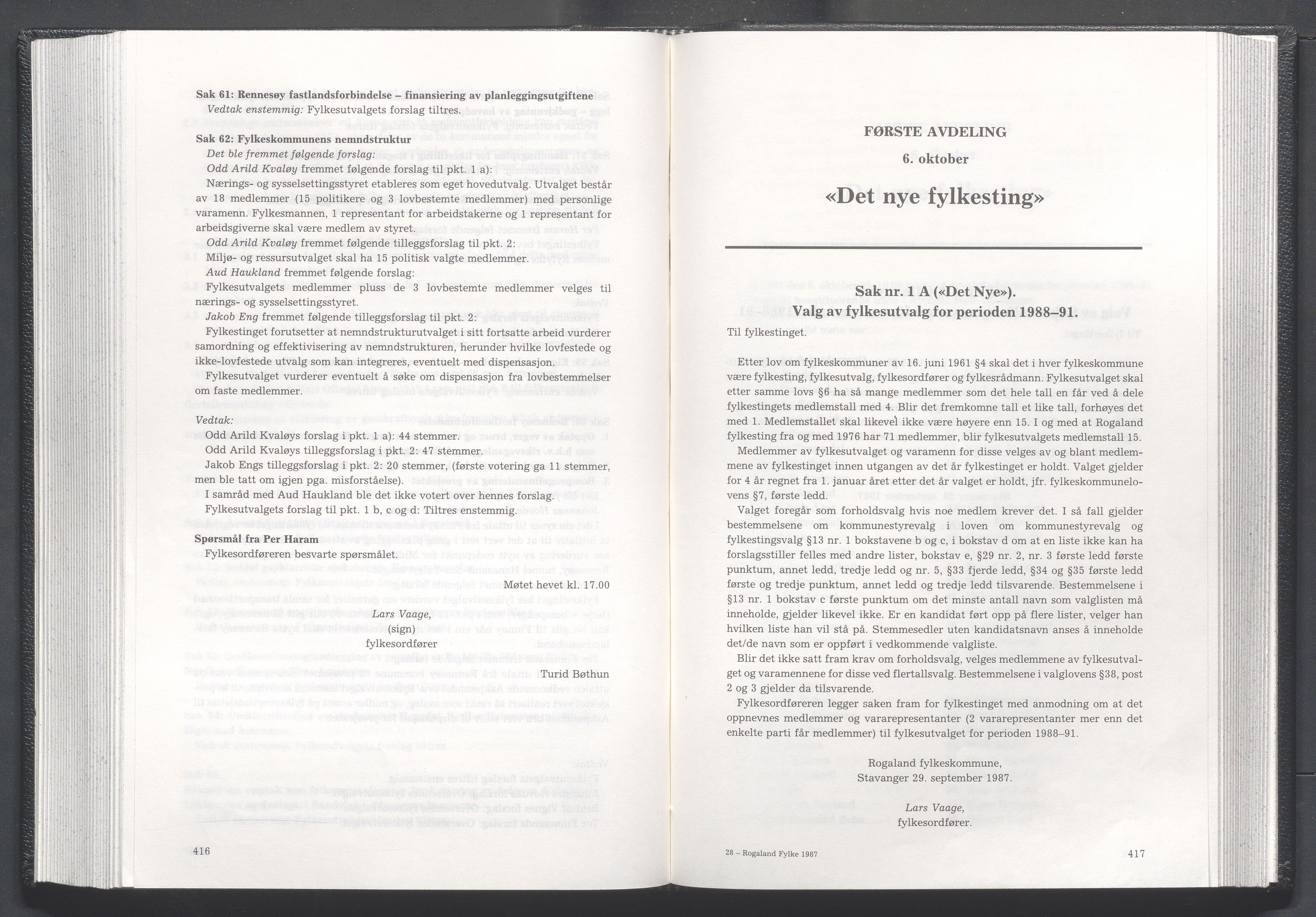 Rogaland fylkeskommune - Fylkesrådmannen , IKAR/A-900/A/Aa/Aaa/L0107: Møtebok , 1987, p. 416-417