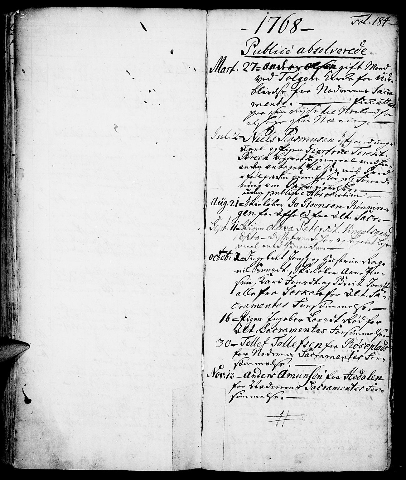 Tolga prestekontor, SAH/PREST-062/K/L0002: Parish register (official) no. 2, 1768-1786, p. 184