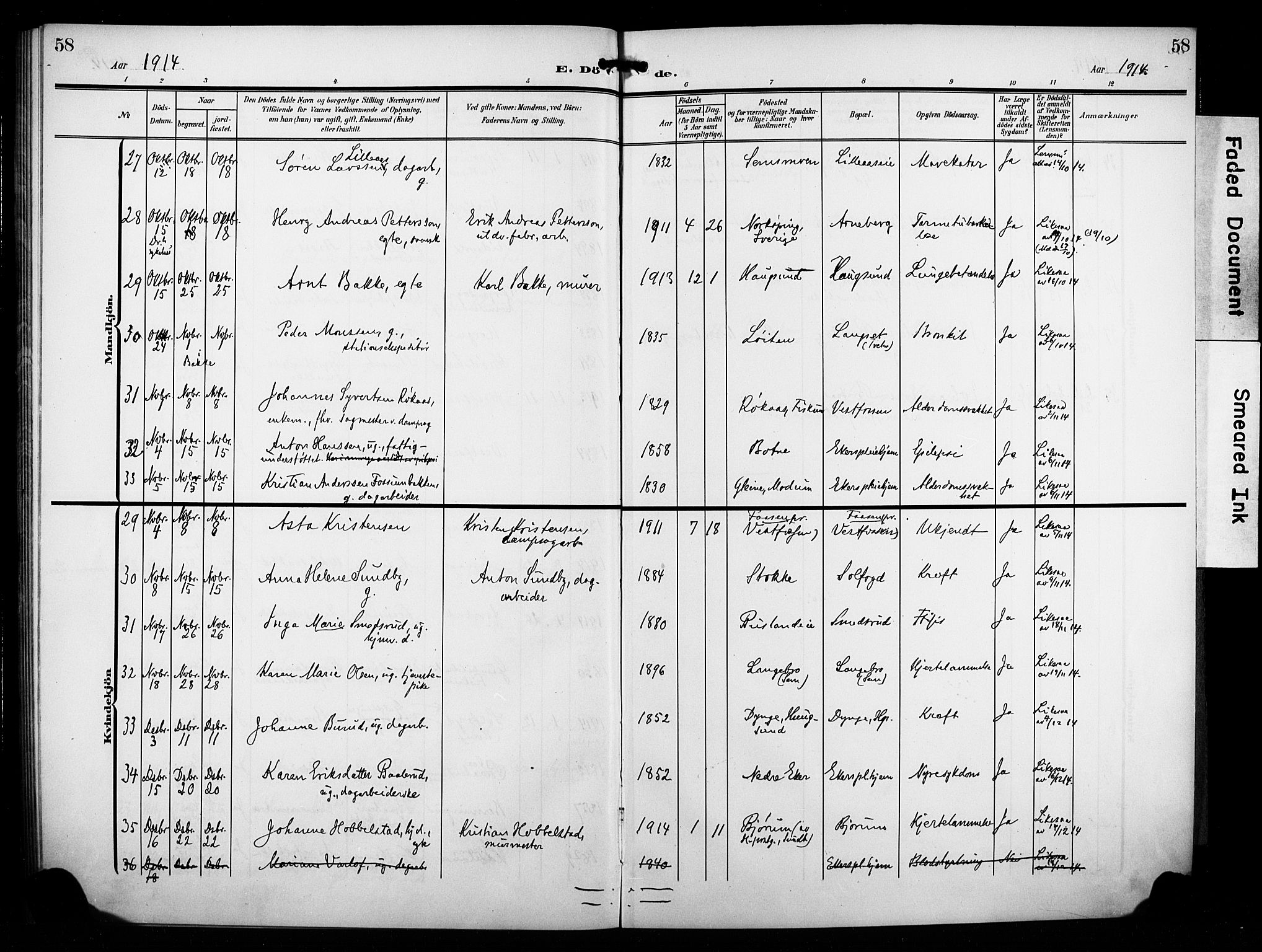 Eiker kirkebøker, AV/SAKO-A-4/F/Fb/L0004: Parish register (official) no. II 4, 1905-1914, p. 58